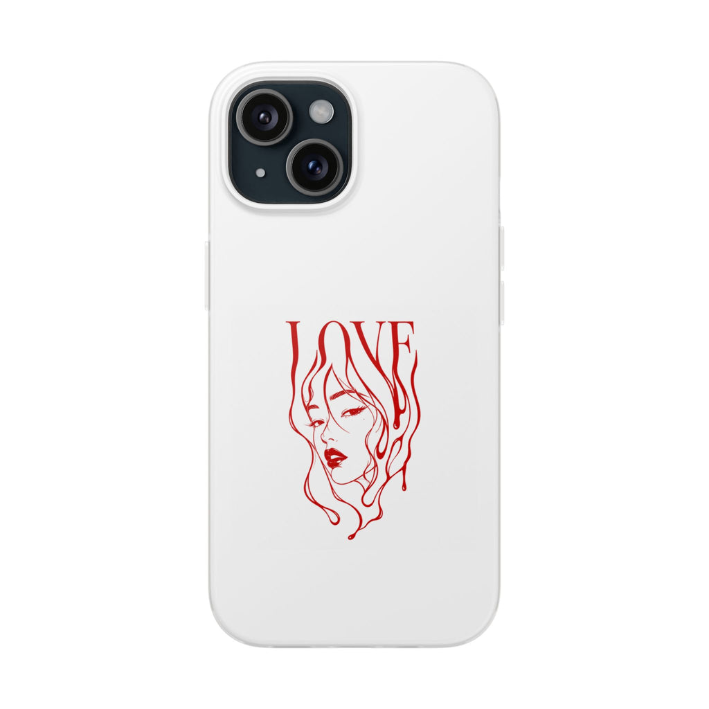 Red Line Art 'LOVE'  Face Design - Flexi Case