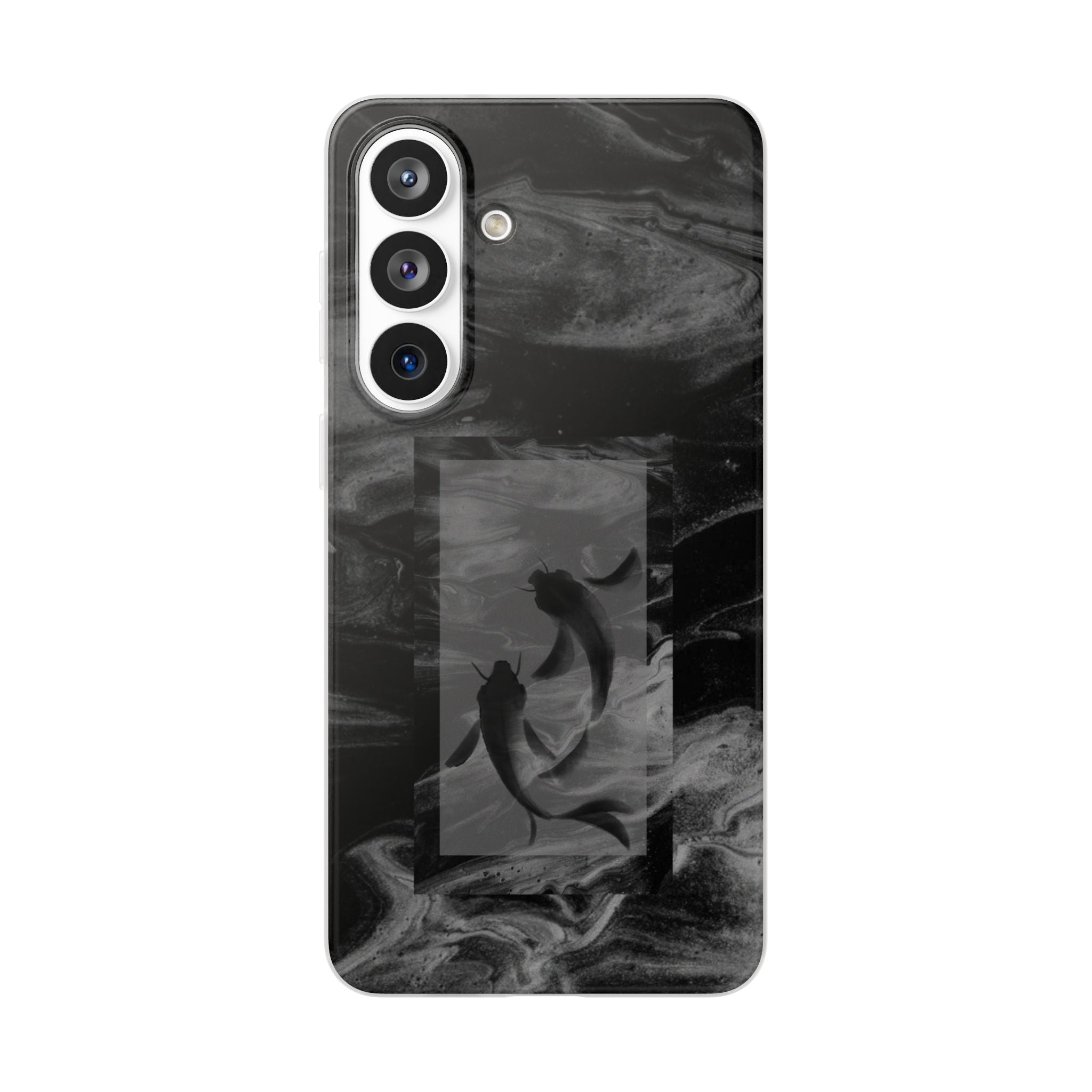 Black Koi Phone Case — Minimalist Monochrome Fish Design
