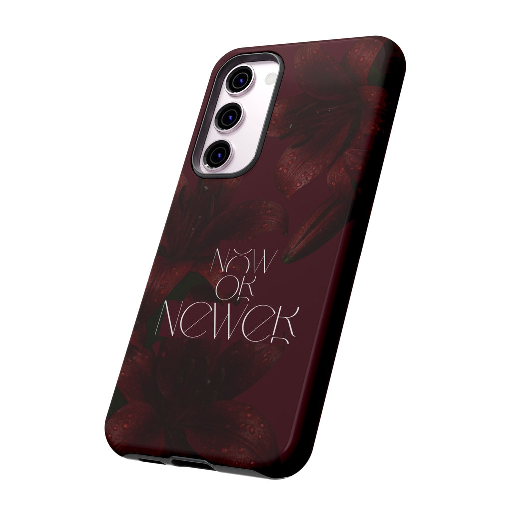 Tough Cases – Burgundy Floral “Now or Never” Protective Phone Case