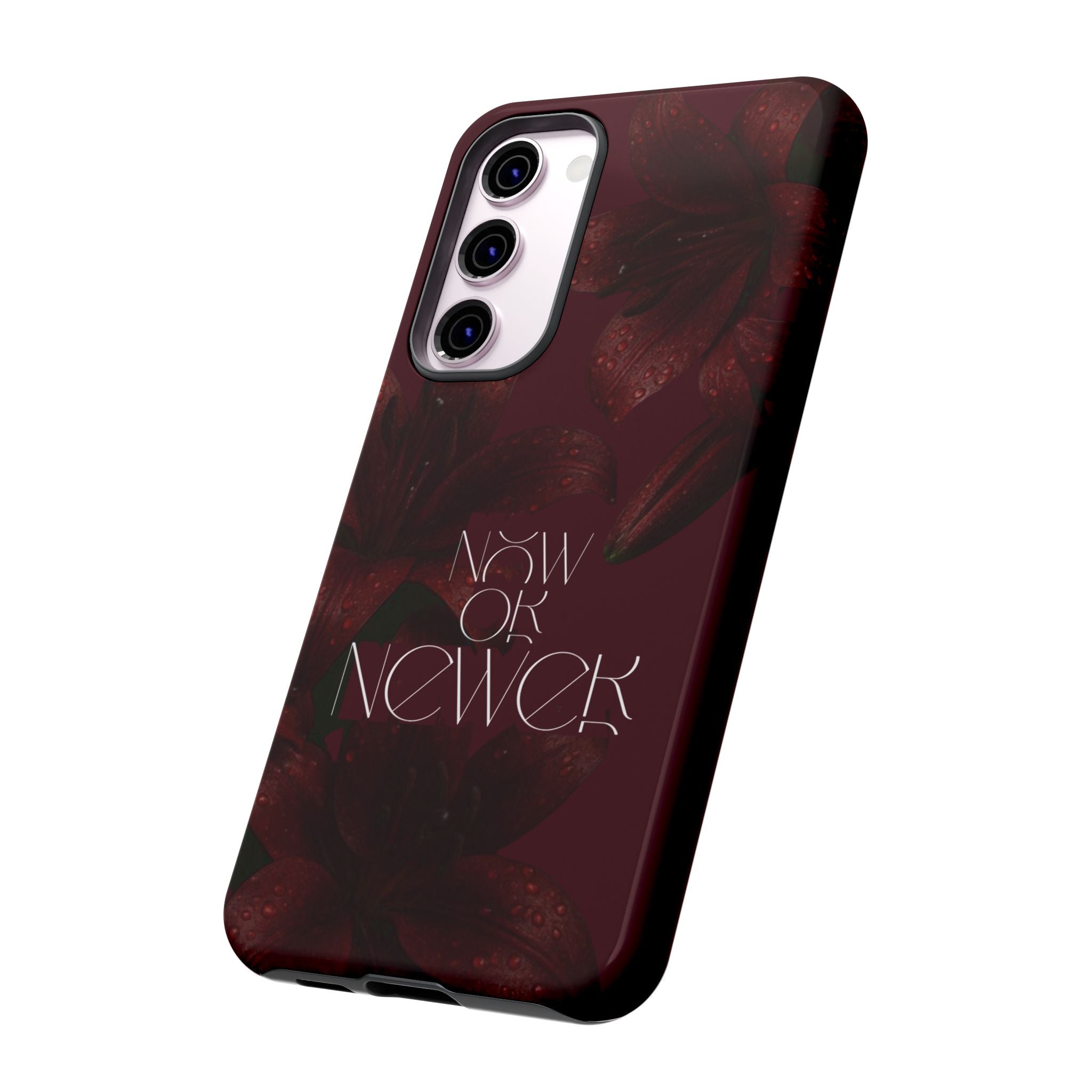 Tough Cases – Burgundy Floral “Now or Never” Protective Phone Case
