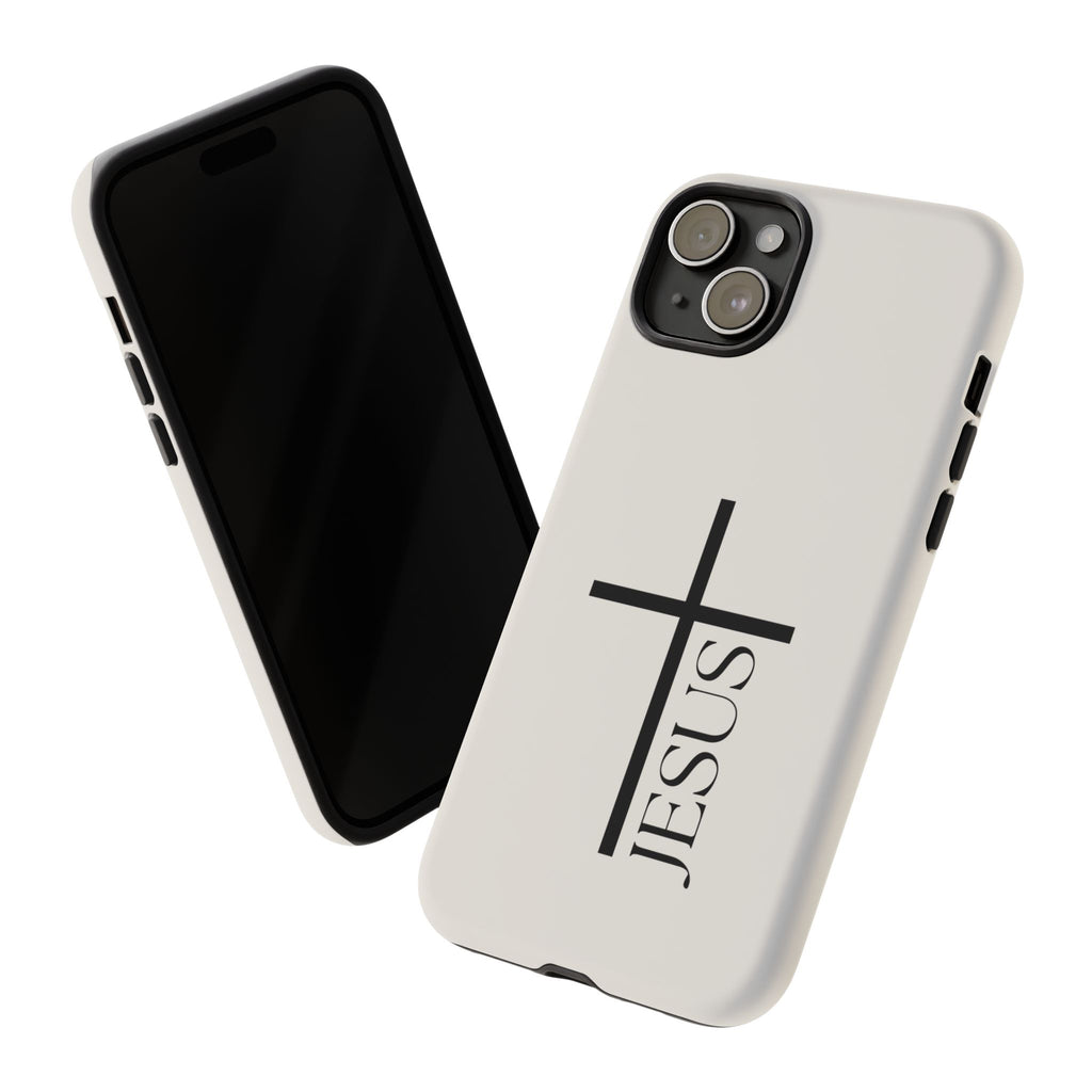 Christian Cross Phone Case - JESUS Vertical Minimalist iPhone Cover