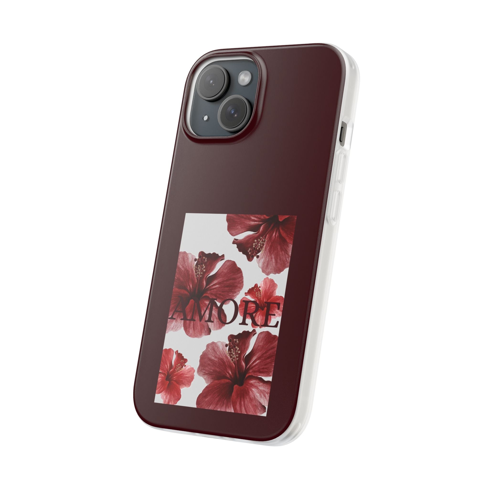 Floral Amore Phone Case — Burgundy Hibiscus Flexible Protection