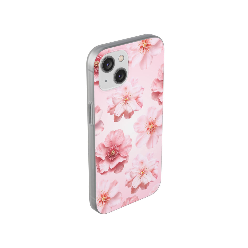 Pink Cherry Blossom Phone Case — Floral Slim Flexi Case for iPhone