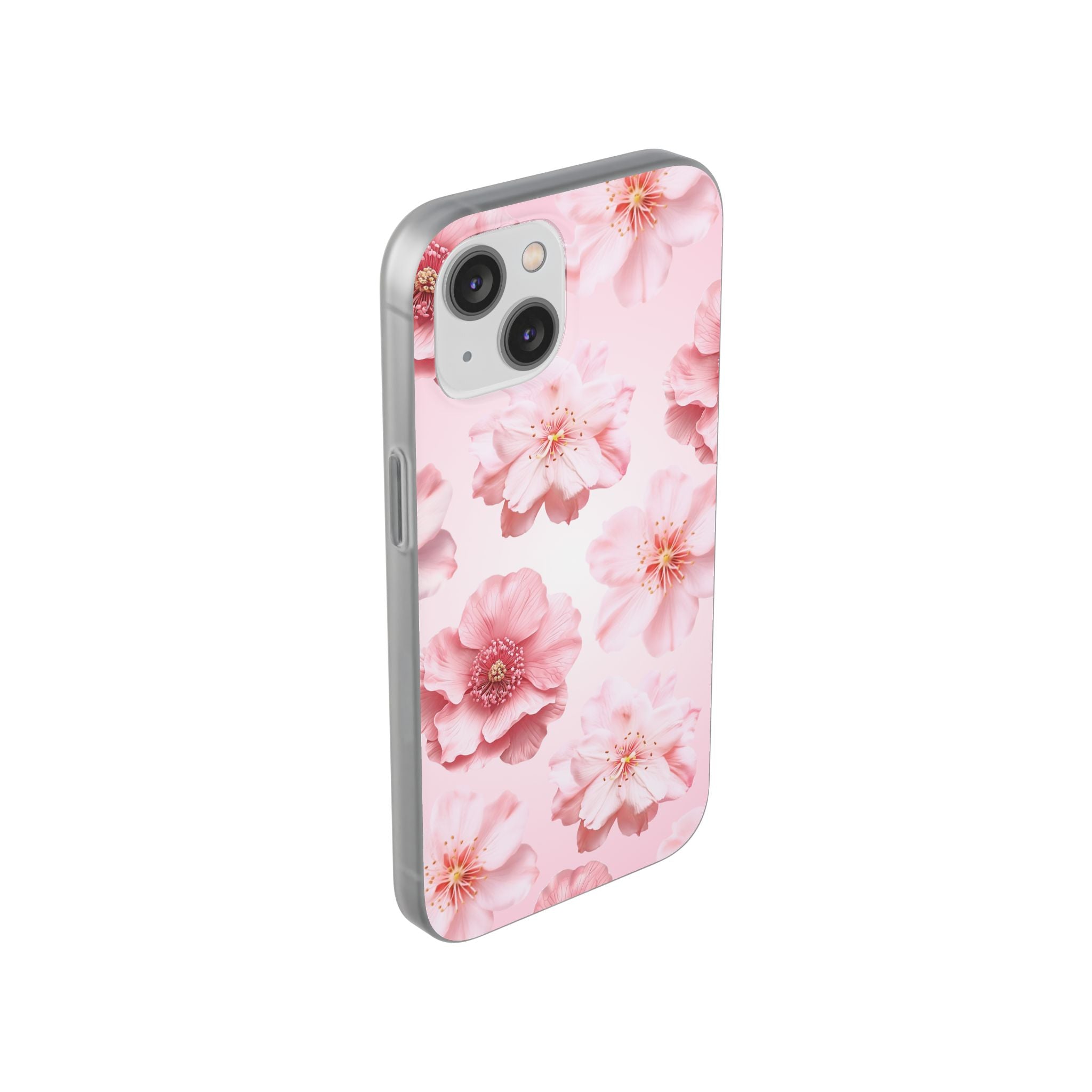 Pink Cherry Blossom Phone Case — Floral Slim Flexi Case for iPhone