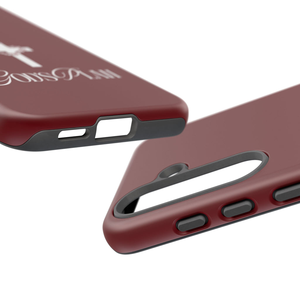 God's Plan — Christian Tough Phone Case | Cross Faith Burgundy Cover