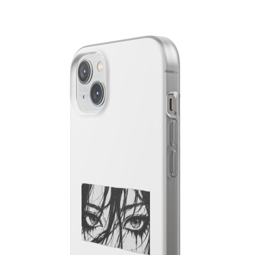 Anime Eyes Illustration Phone Case - Moody Black & White Flexi Case