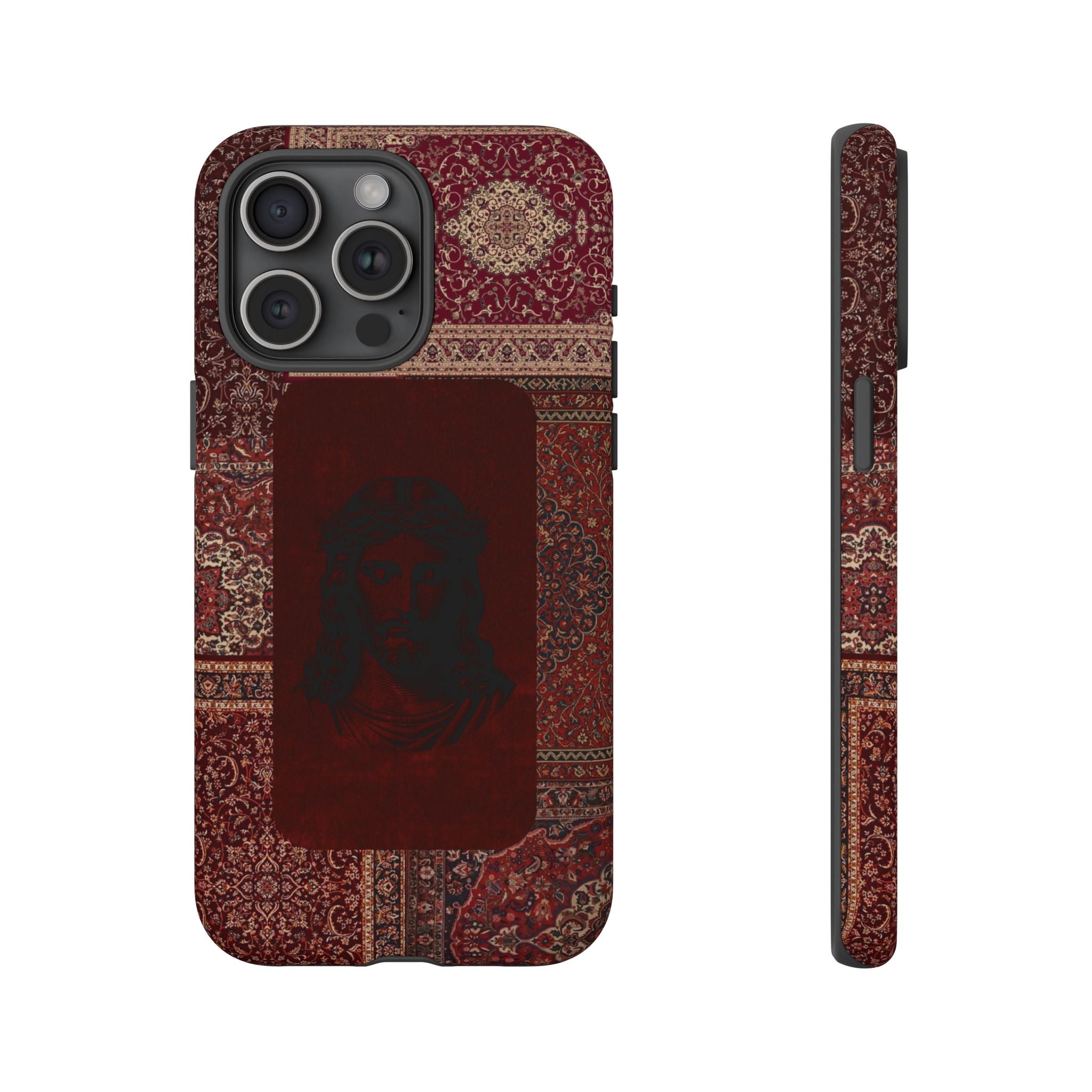 Religious Vintage Rug Phone Case — Jesus Portrait Tough Case