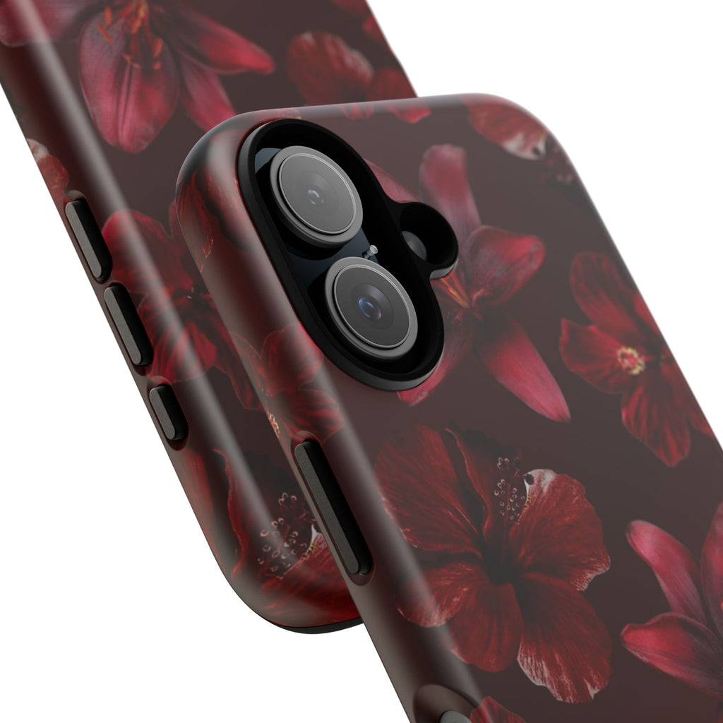 Tough Cases - Dark Red Floral Phone Case