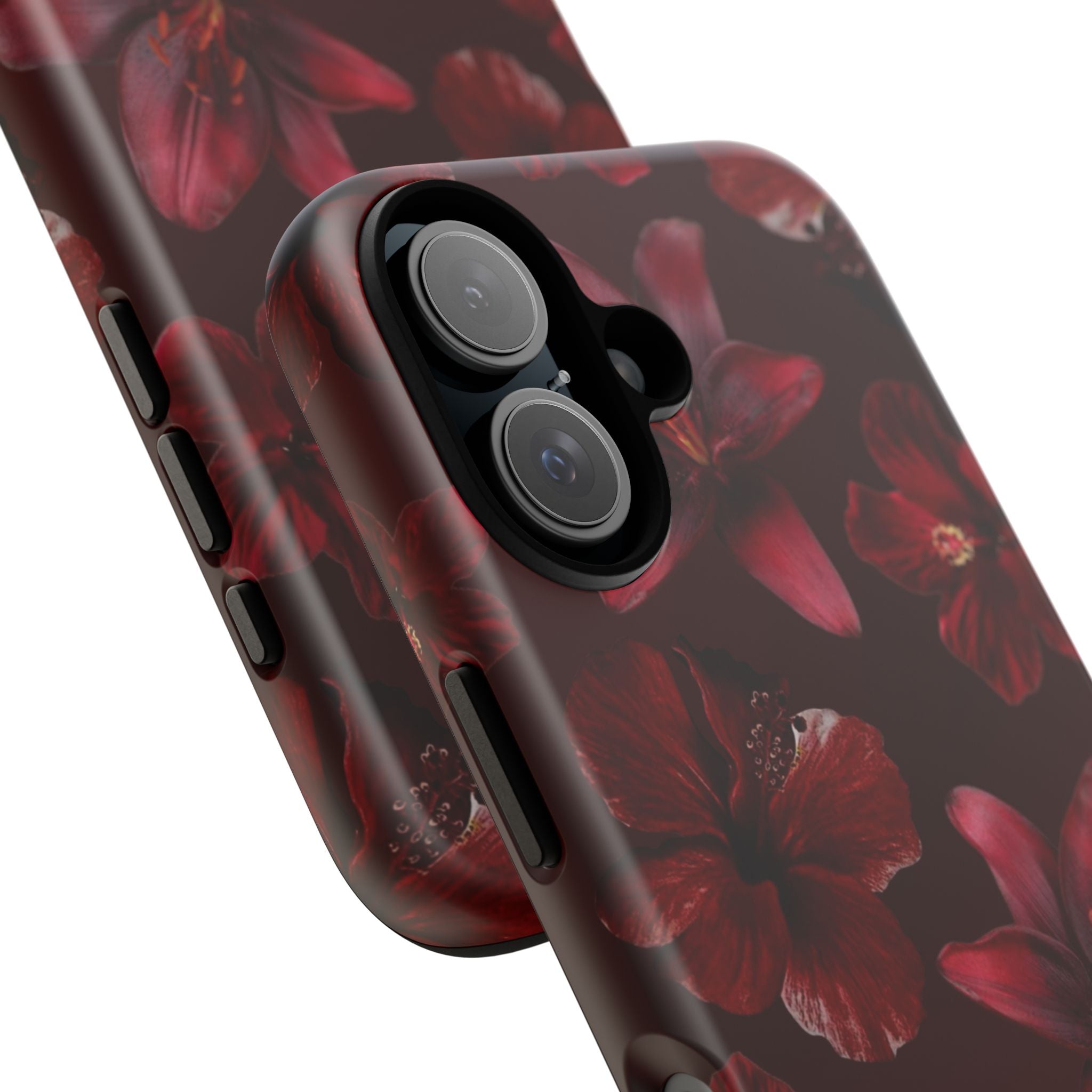 Tough Cases - Dark Red Floral Phone Case