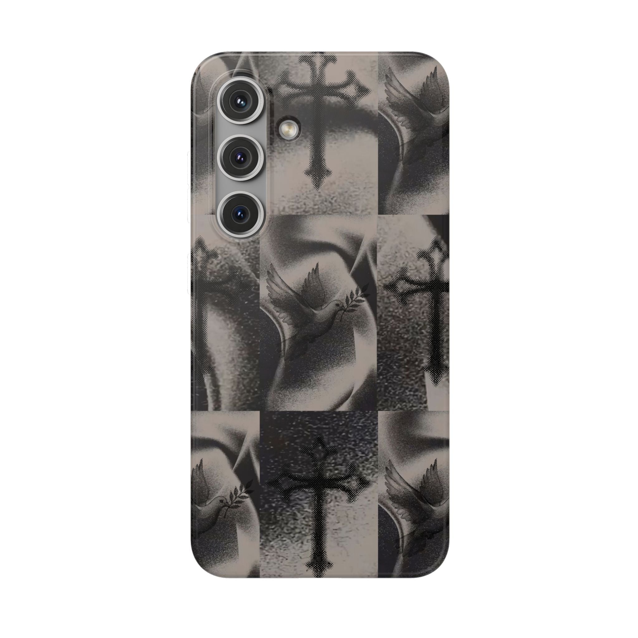 Phone Case — Dove & Cross Checkerboard Design