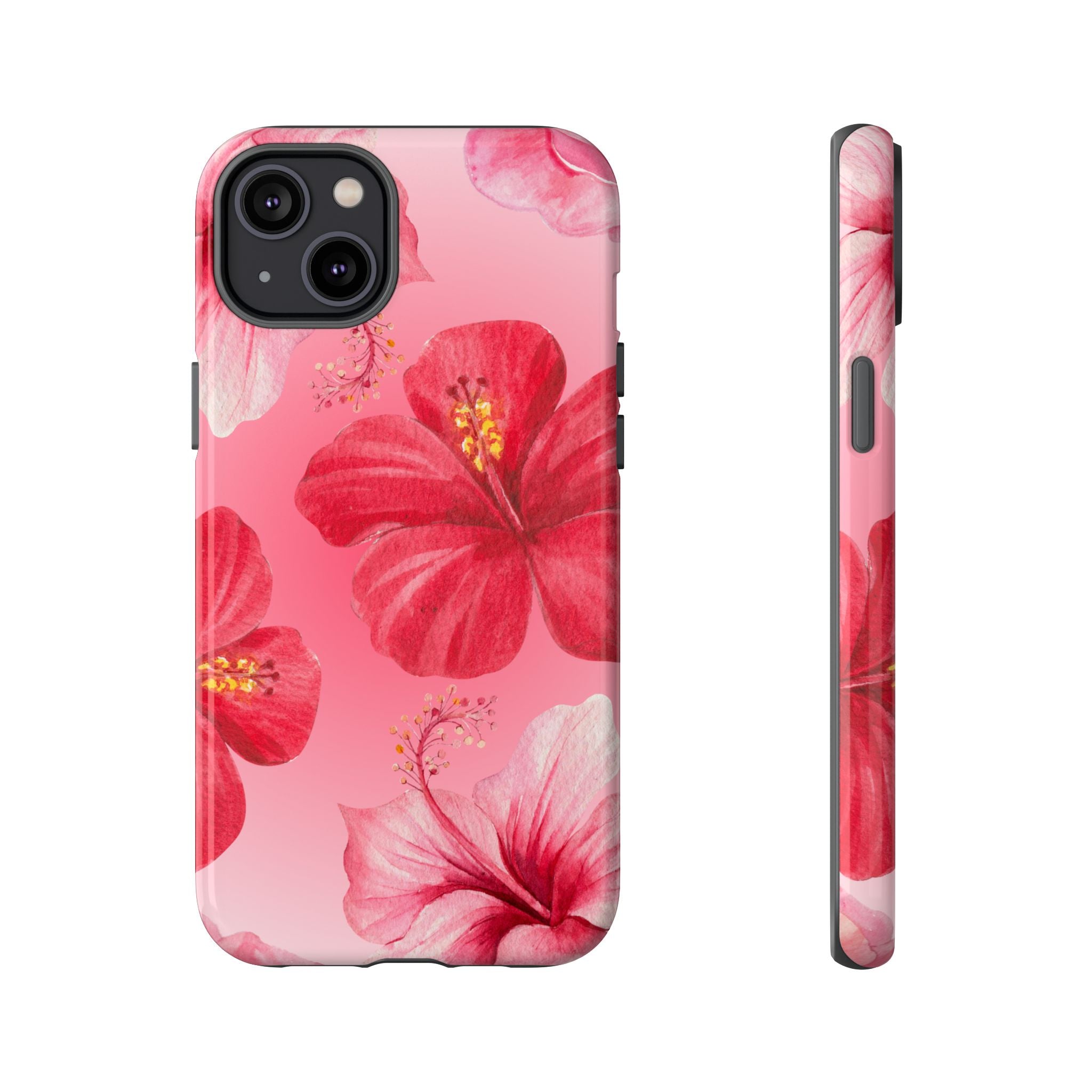 Hibiscus Pink Tough Phone Case — Floral Tropical Protective Cover