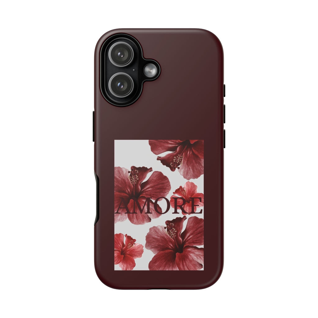 Amore Floral Phone Case — Burgundy Tough Protective Cover