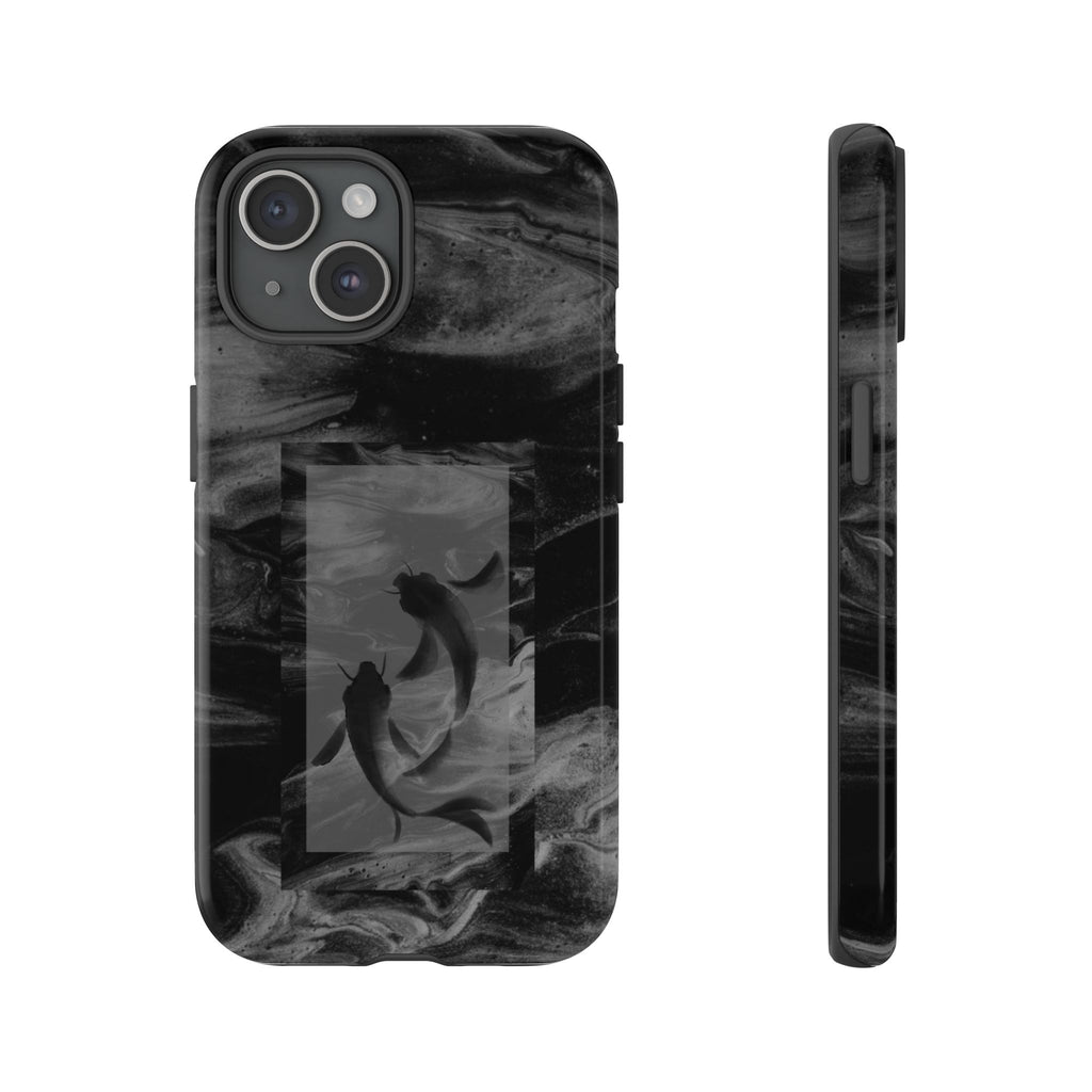 Koi Yin-Yang Marble Phone Case – Black Smoky Art Protection