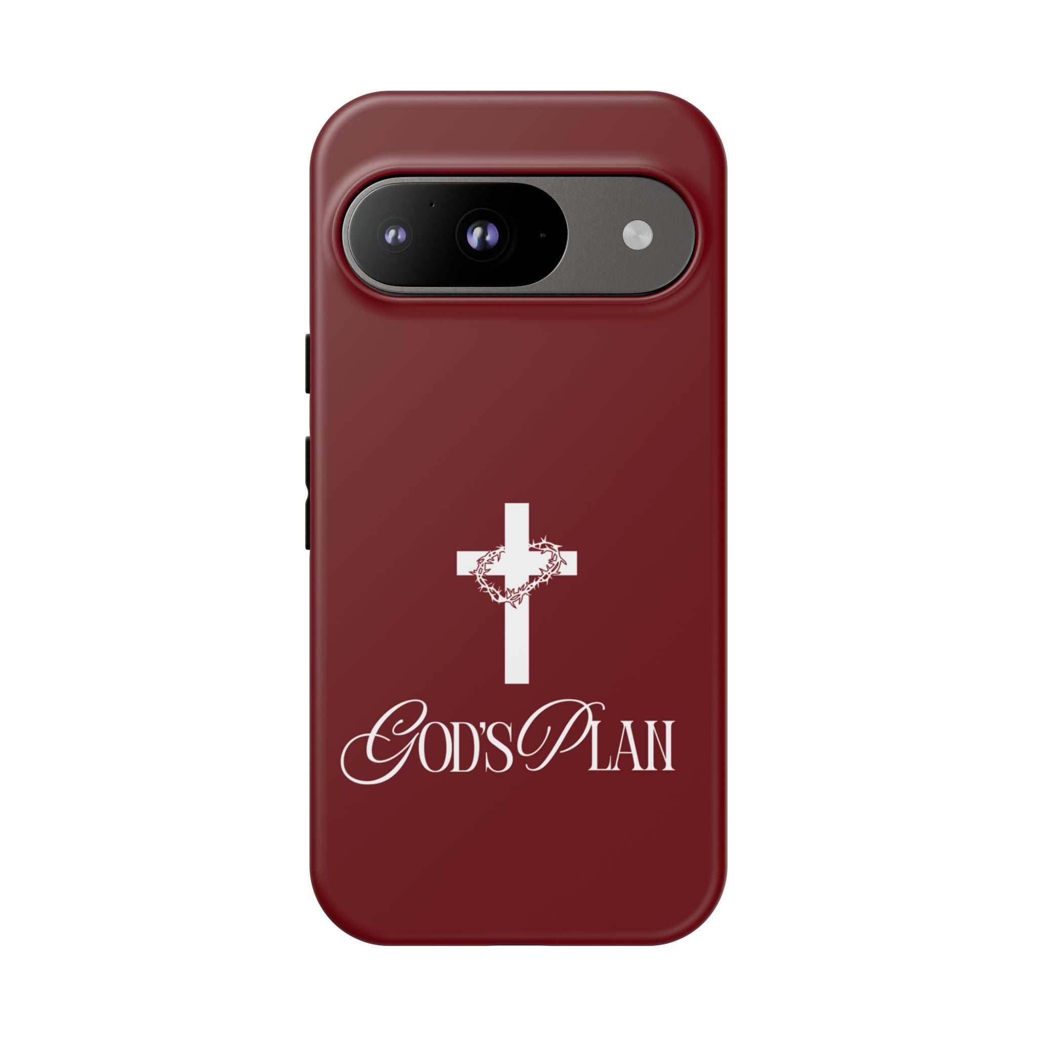 God's Plan — Christian Tough Phone Case | Cross Faith Burgundy Cover