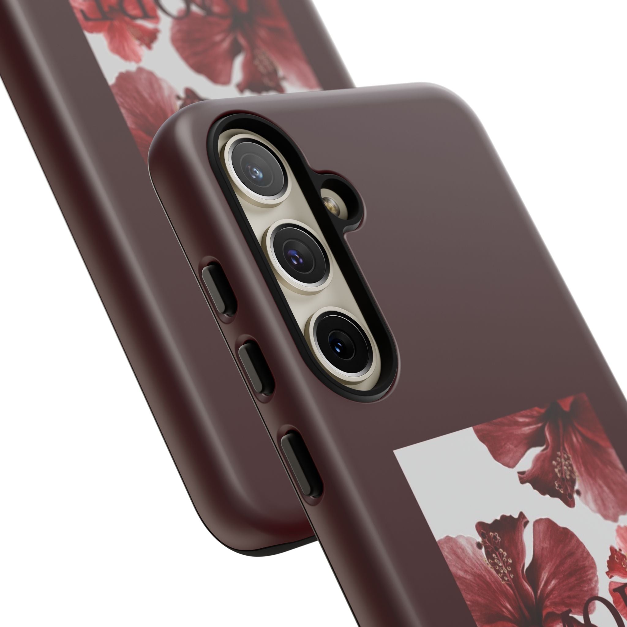 Amore Floral Phone Case — Burgundy Tough Protective Cover