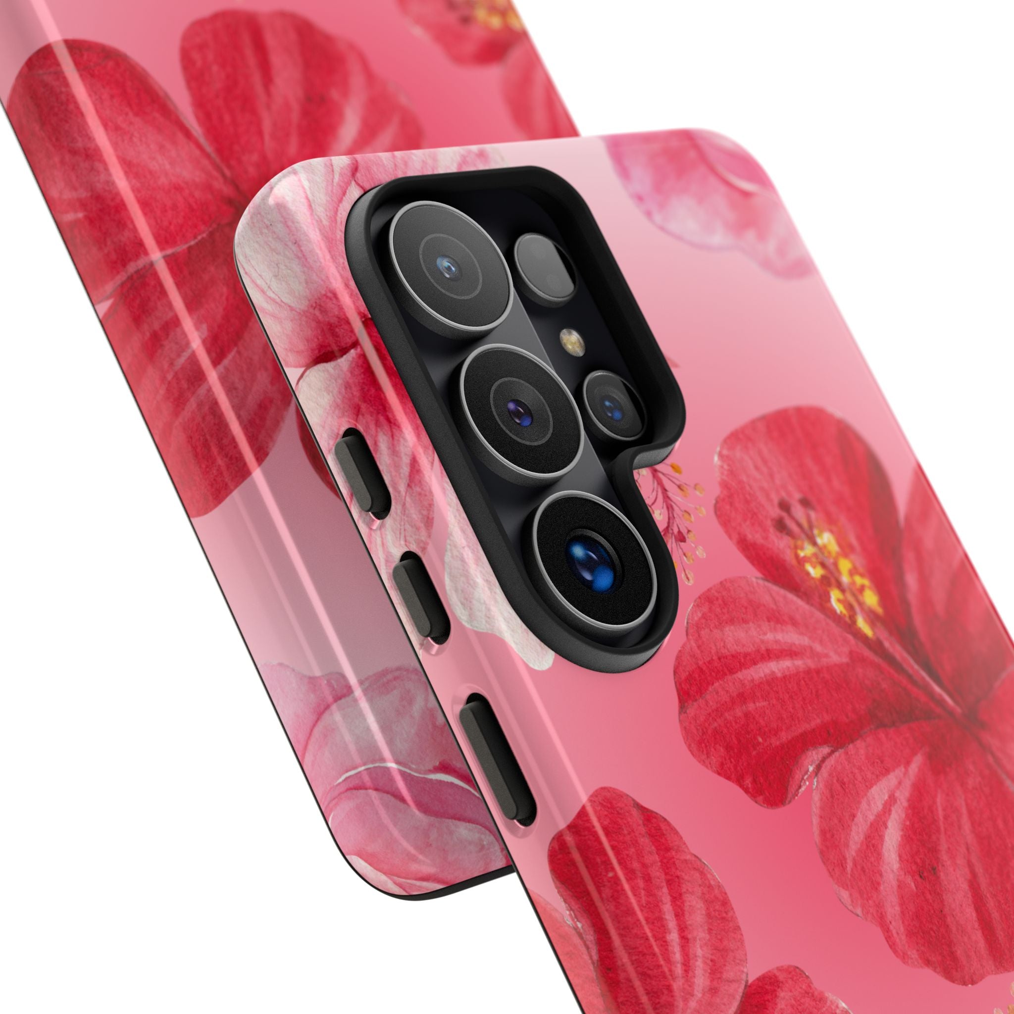 Hibiscus Pink Tough Phone Case — Floral Tropical Protective Cover