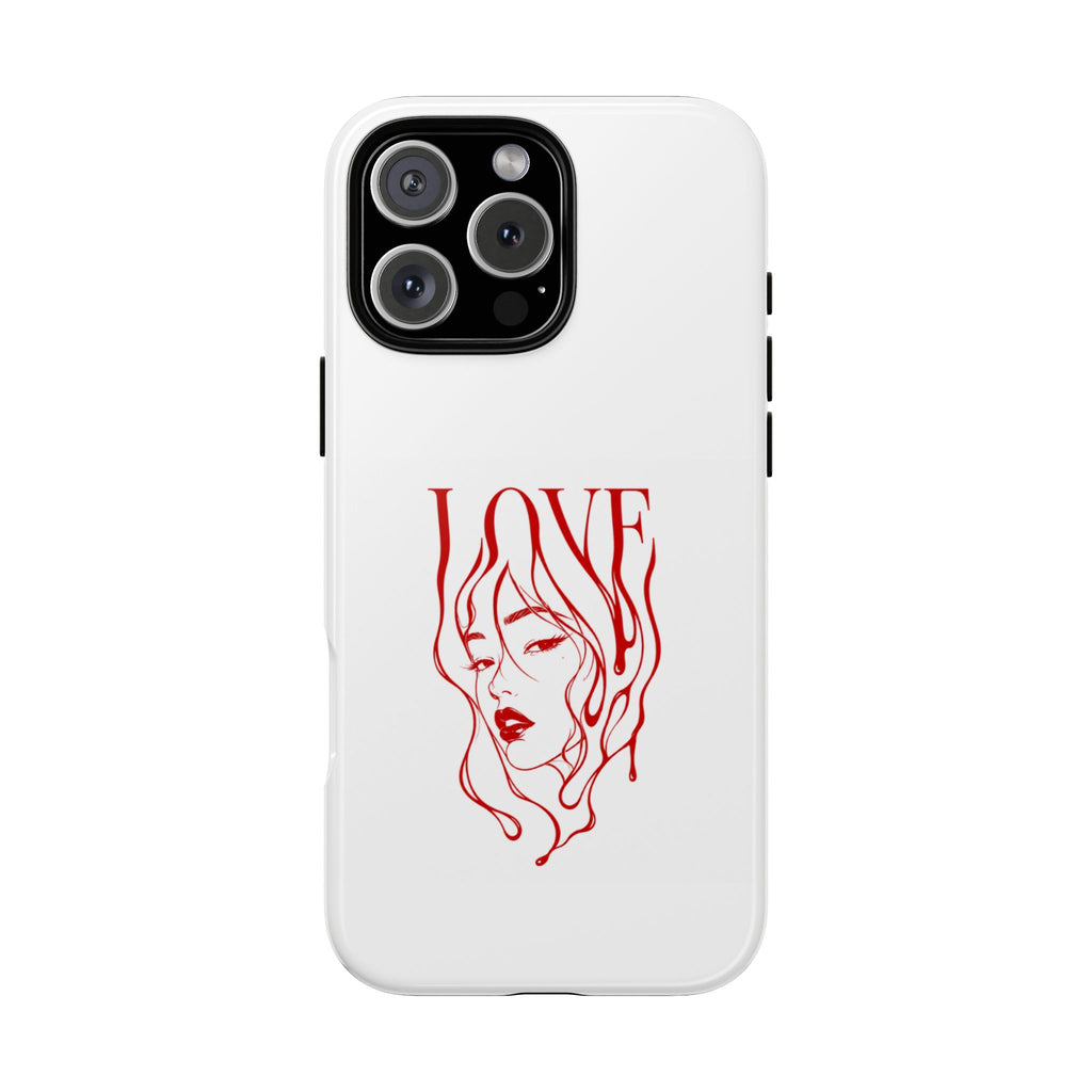 Red Line Art 'Love' Face Design - Tough Case