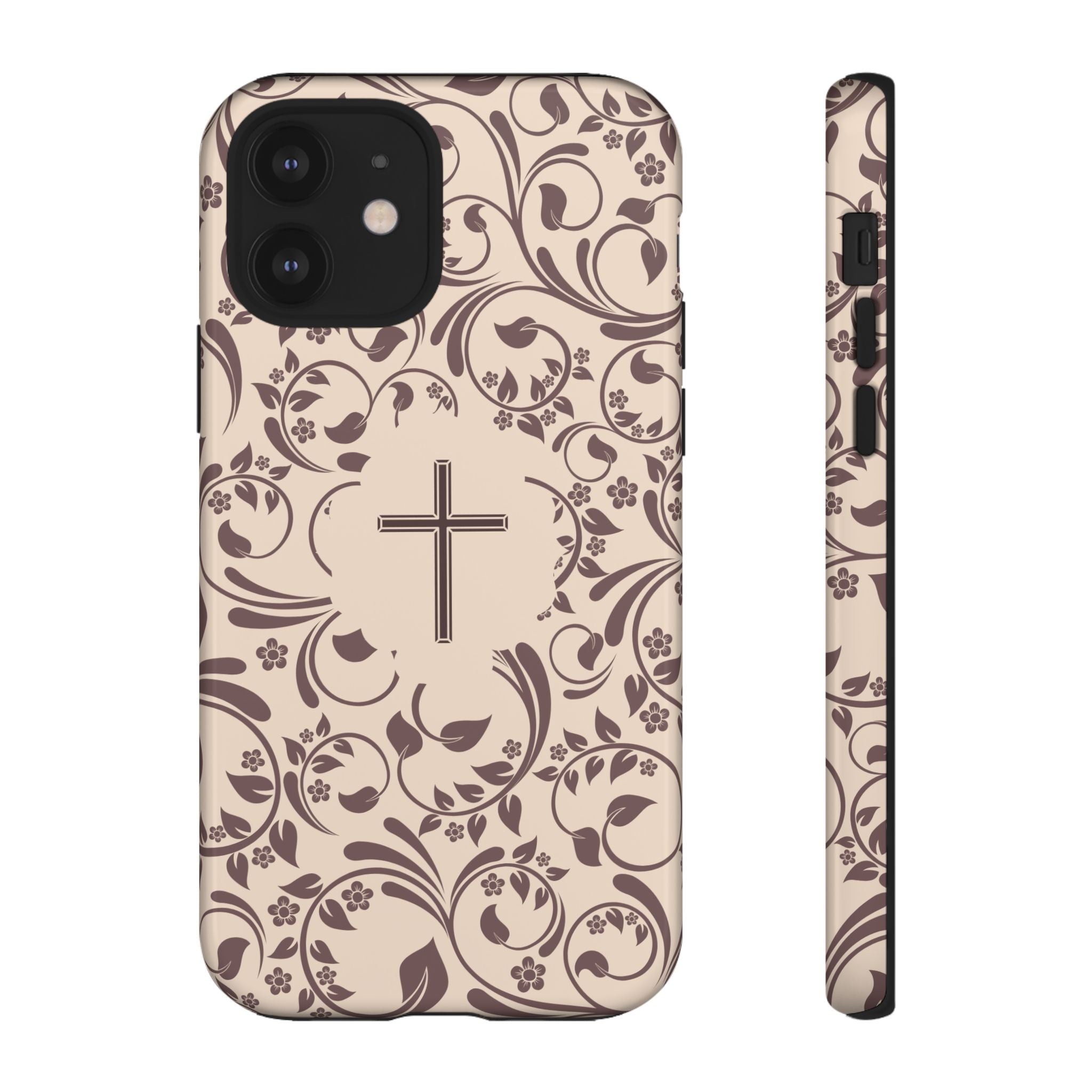 Christian Cross Floral Phone Case — Elegant Religious Protective Cover