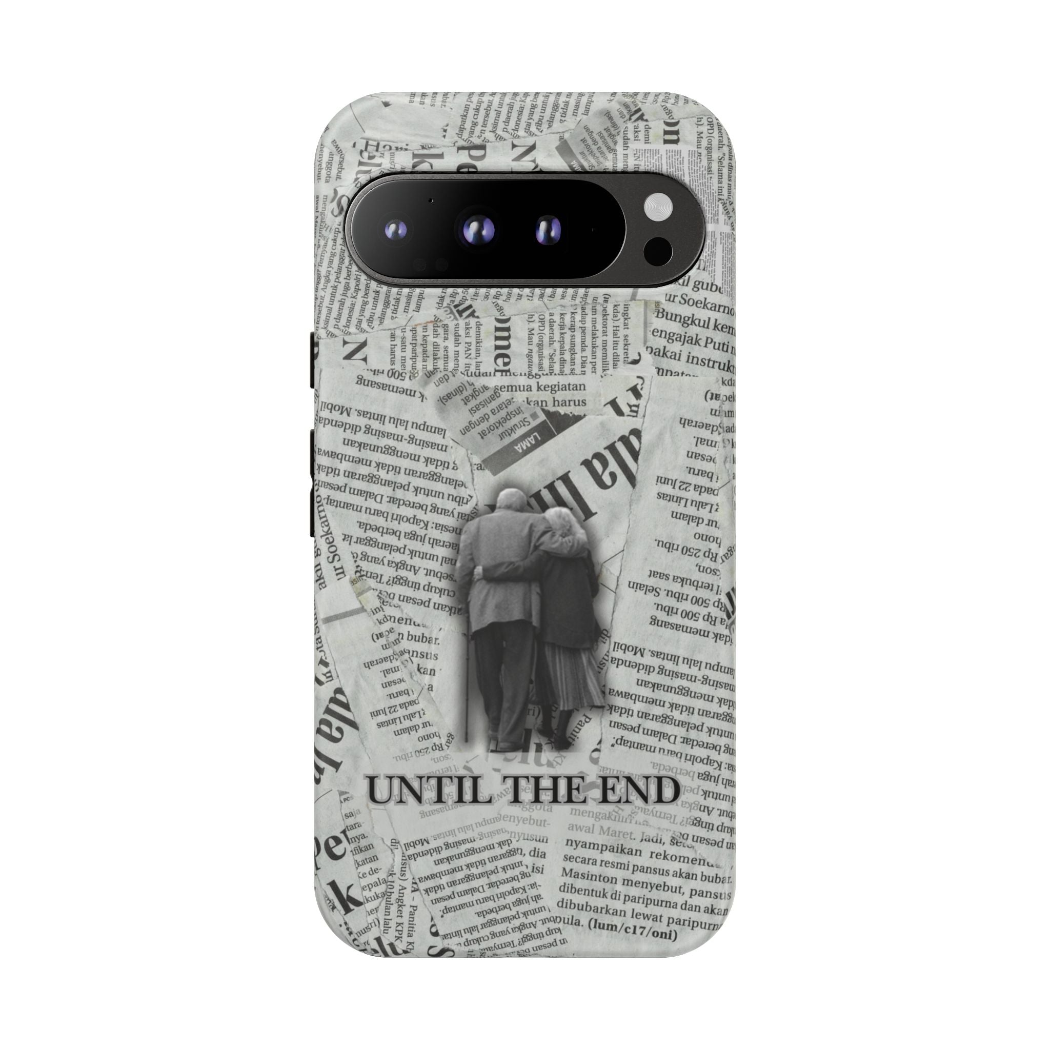 Until the End Newspaper Collage Phone Case
