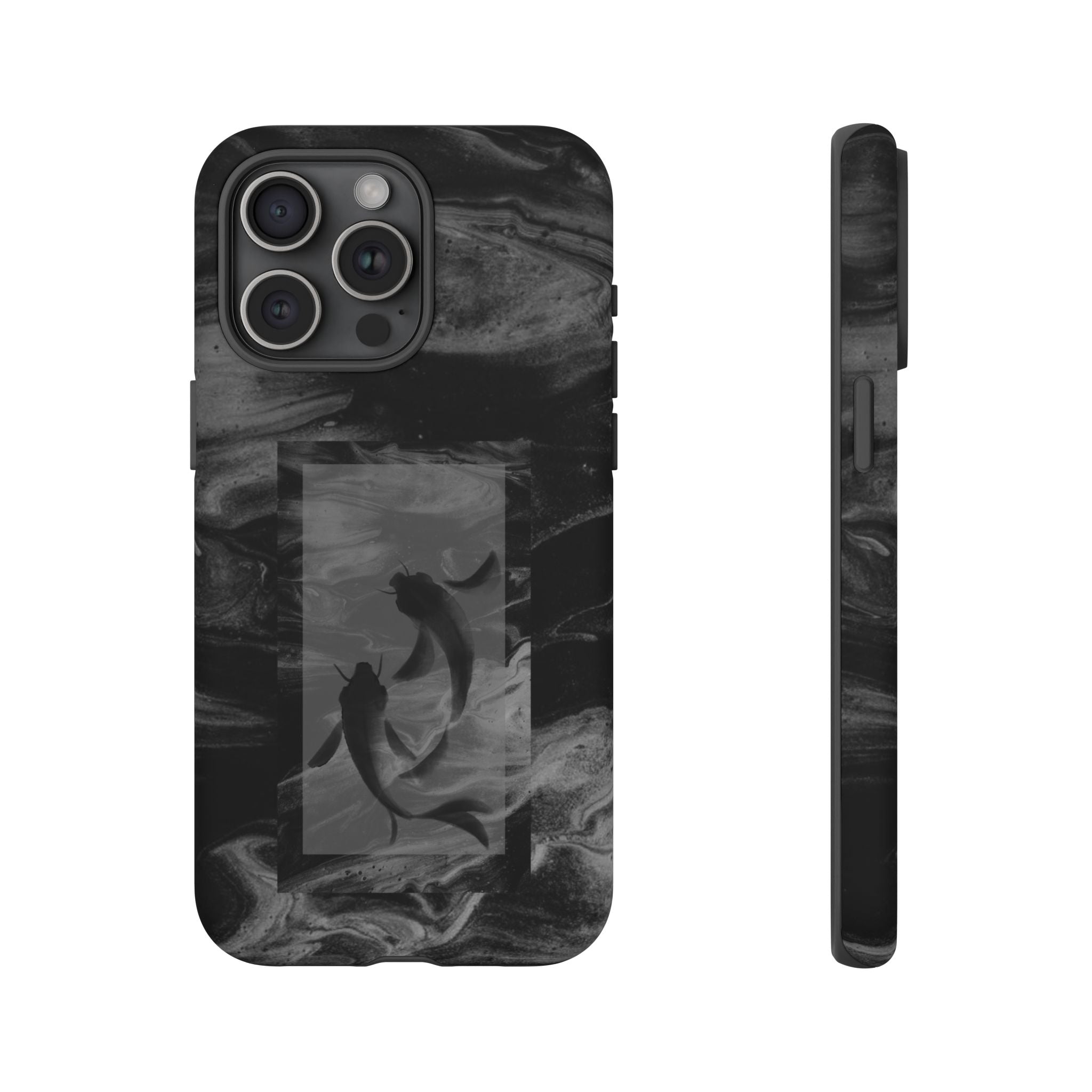 Koi Yin-Yang Marble Phone Case – Black Smoky Art Protection