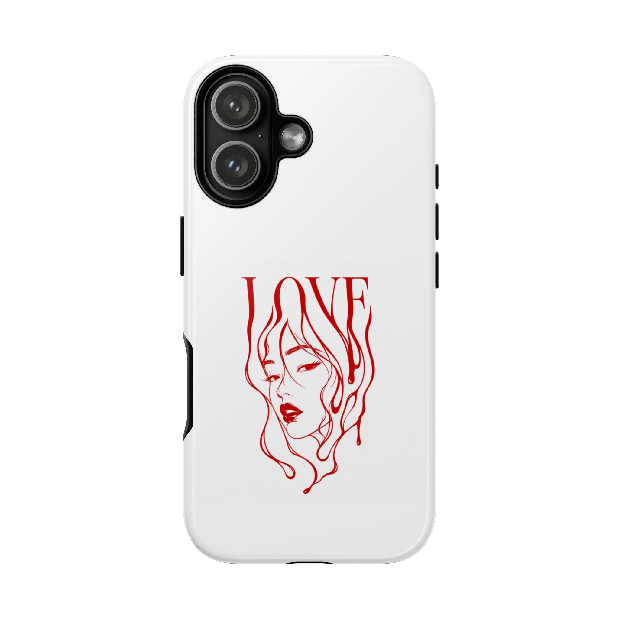 Red Line Art 'Love' Face Design - Tough Case