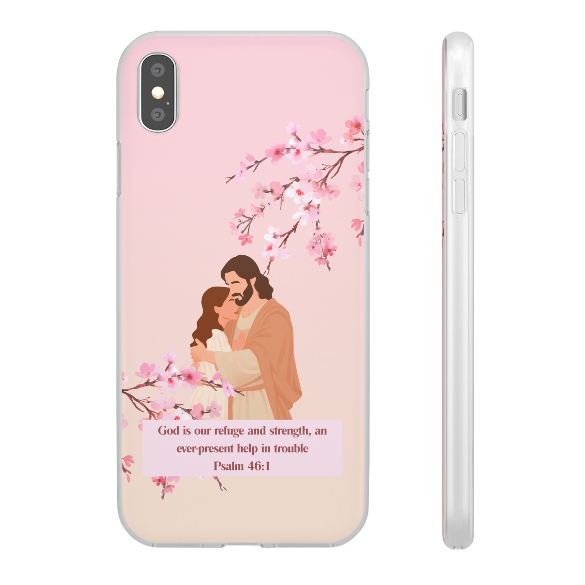 God Is Our Refuge – Psalm 46:1 Cherry Blossom Christian Flexi Phone Case