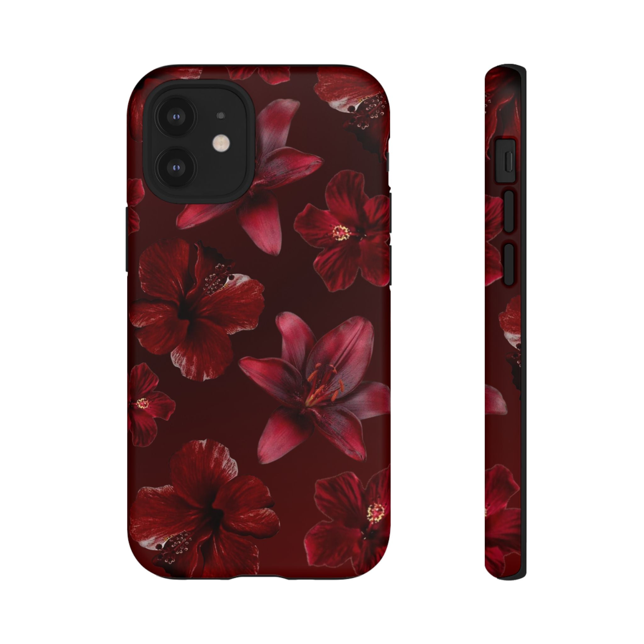Tough Cases - Dark Red Floral Phone Case