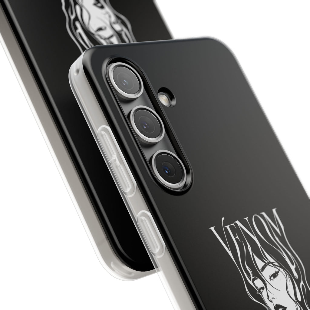 Venom Goth Phone Case — Black Protective Flexible Phone Case with Dark Femme Artwork
