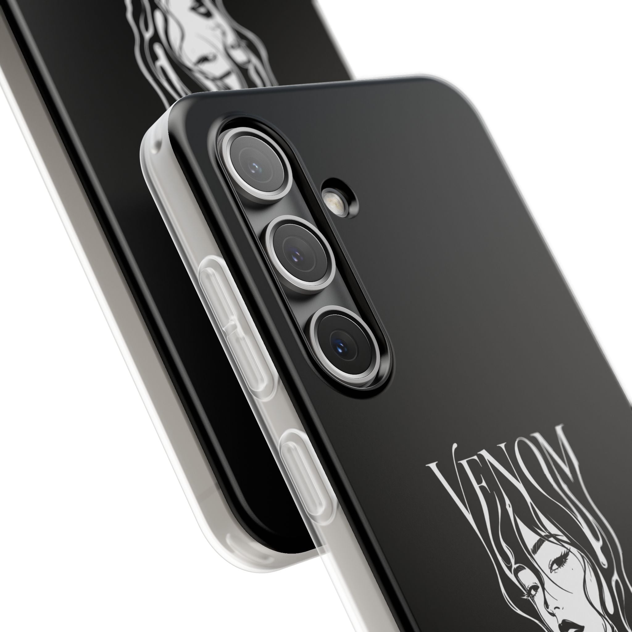 Venom Goth Phone Case — Black Protective Flexible Phone Case with Dark Femme Artwork