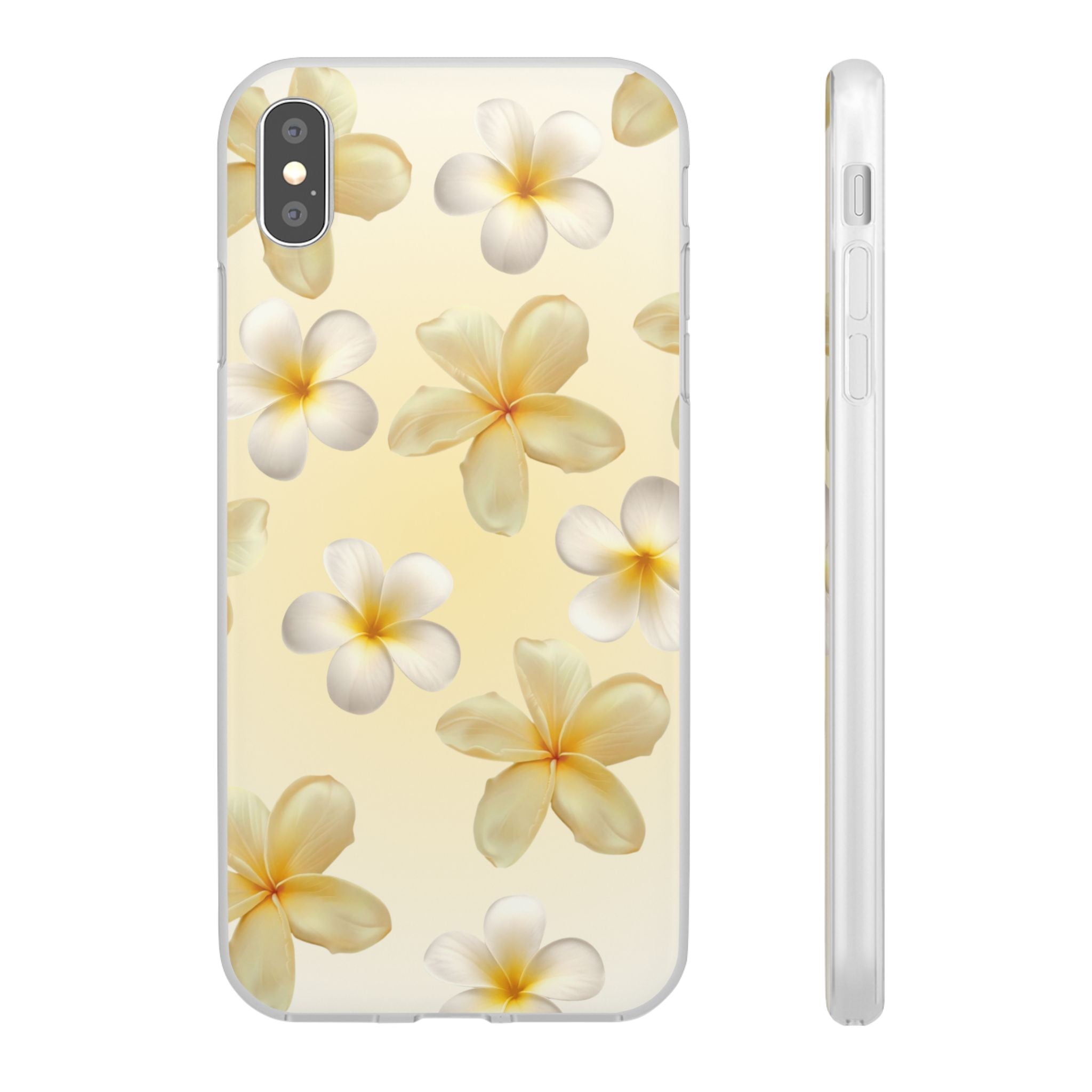 Plumeria Floral Flexi Phone Case — Tropical Yellow Flower Protective Cover
