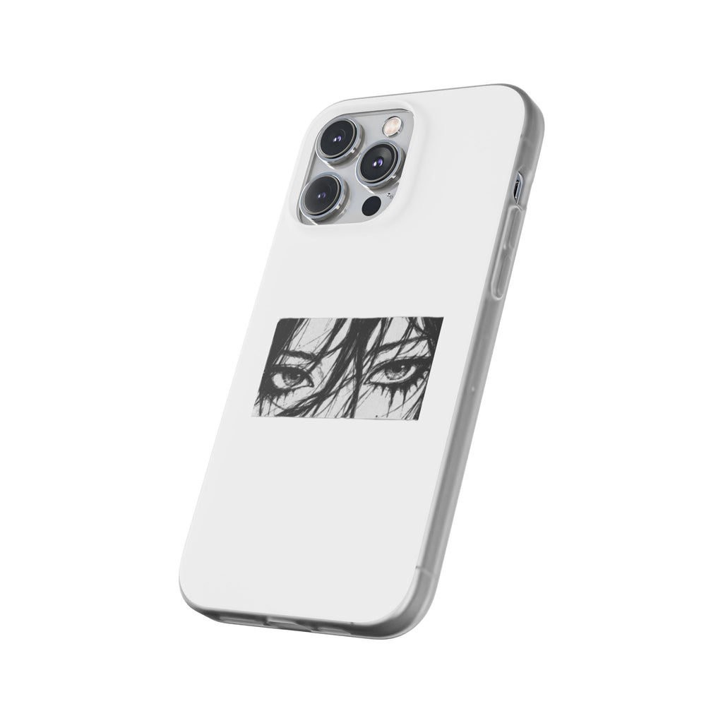 Anime Eyes Illustration Phone Case - Moody Black & White Flexi Case