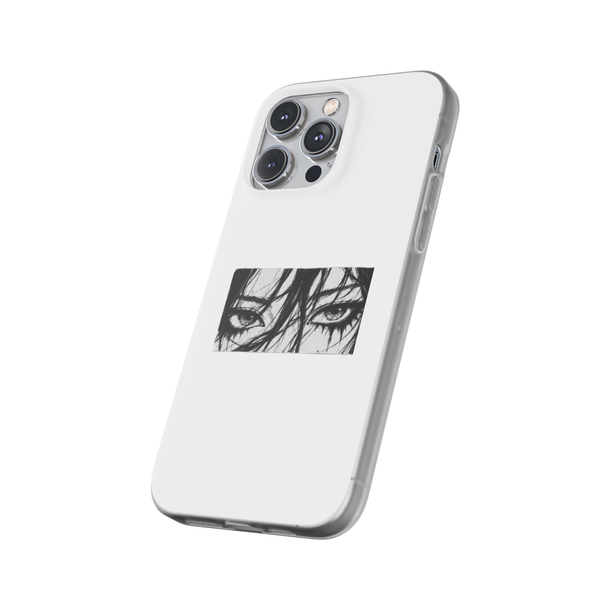 Anime Eyes Illustration Phone Case - Moody Black & White Flexi Case