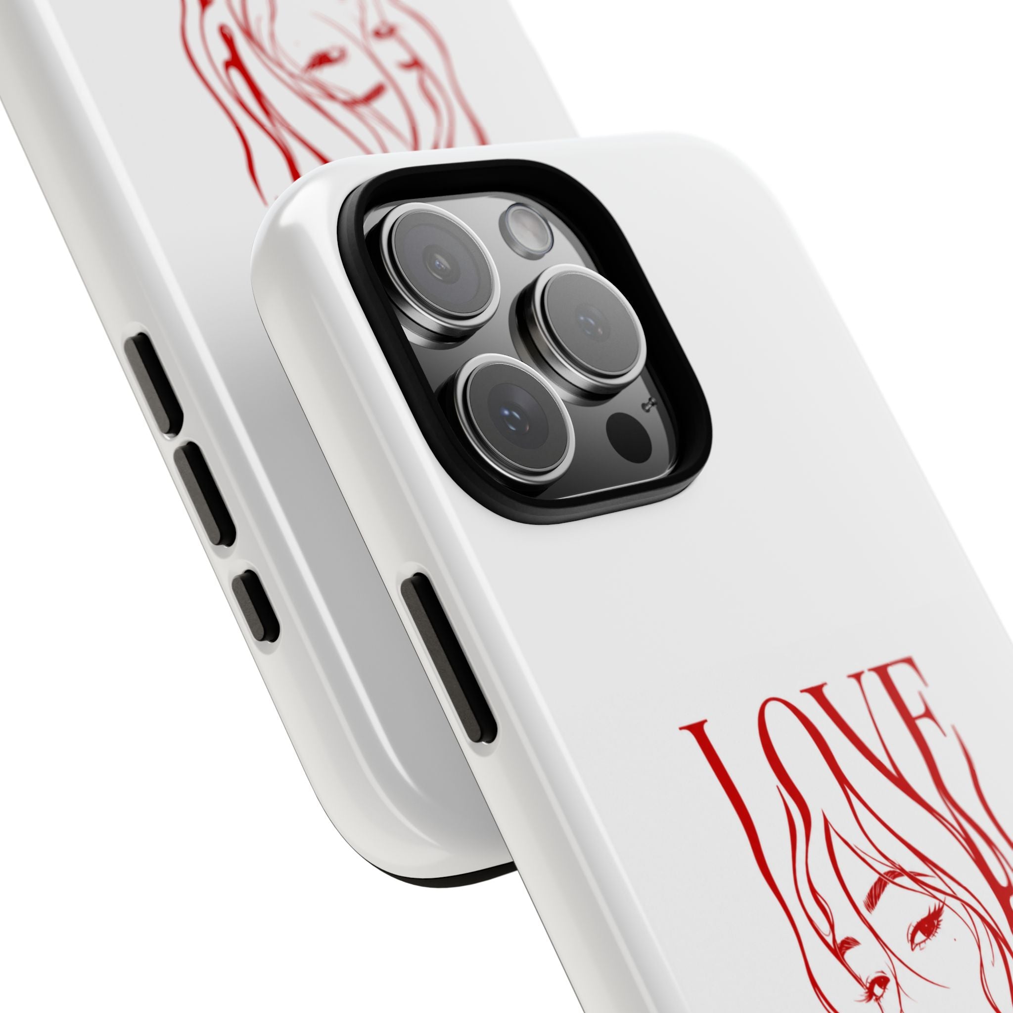 Red Line Art 'Love' Face Design - Tough Case