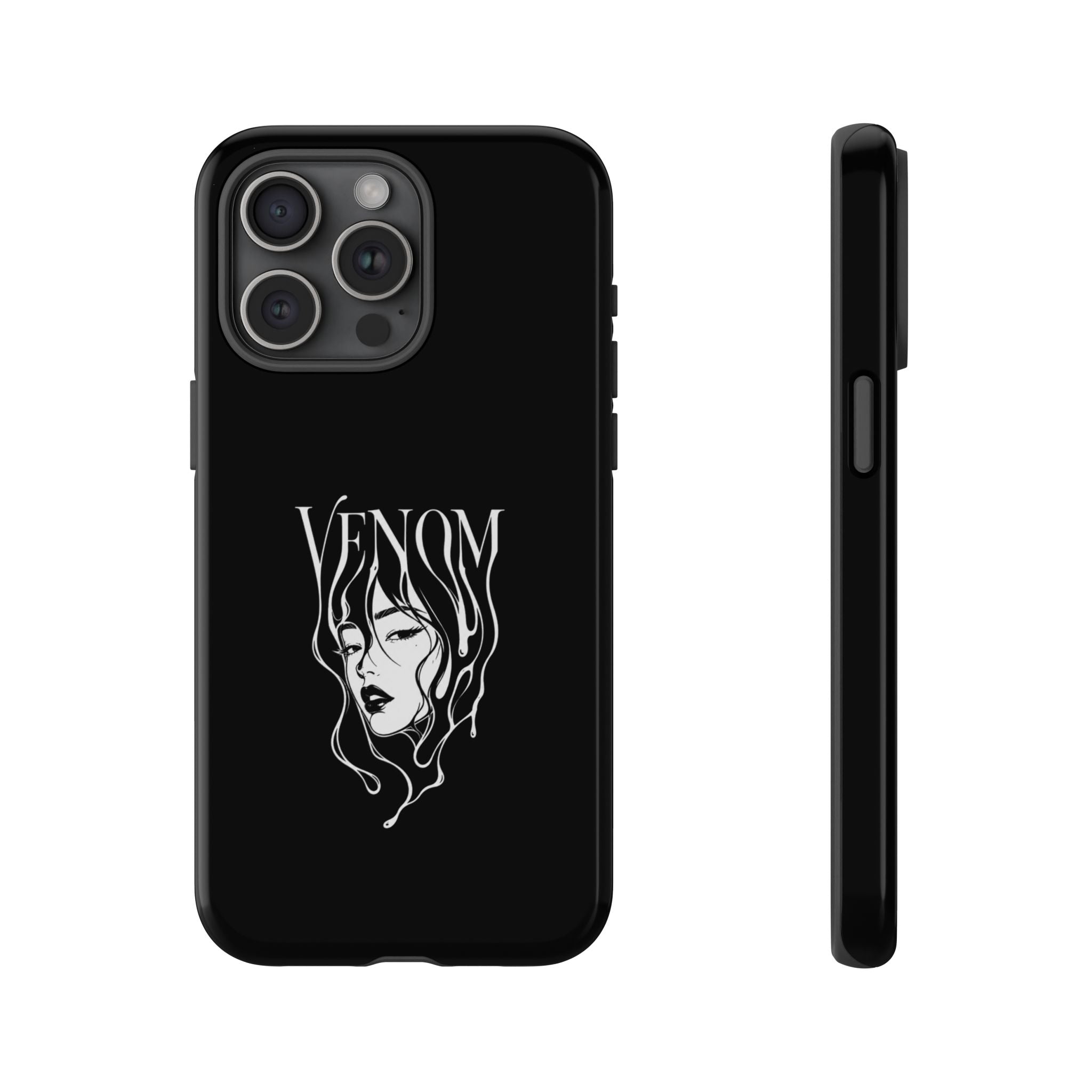 Venom Goth Phone Case — Black Protective Tough Case with Dark Femme Artwork