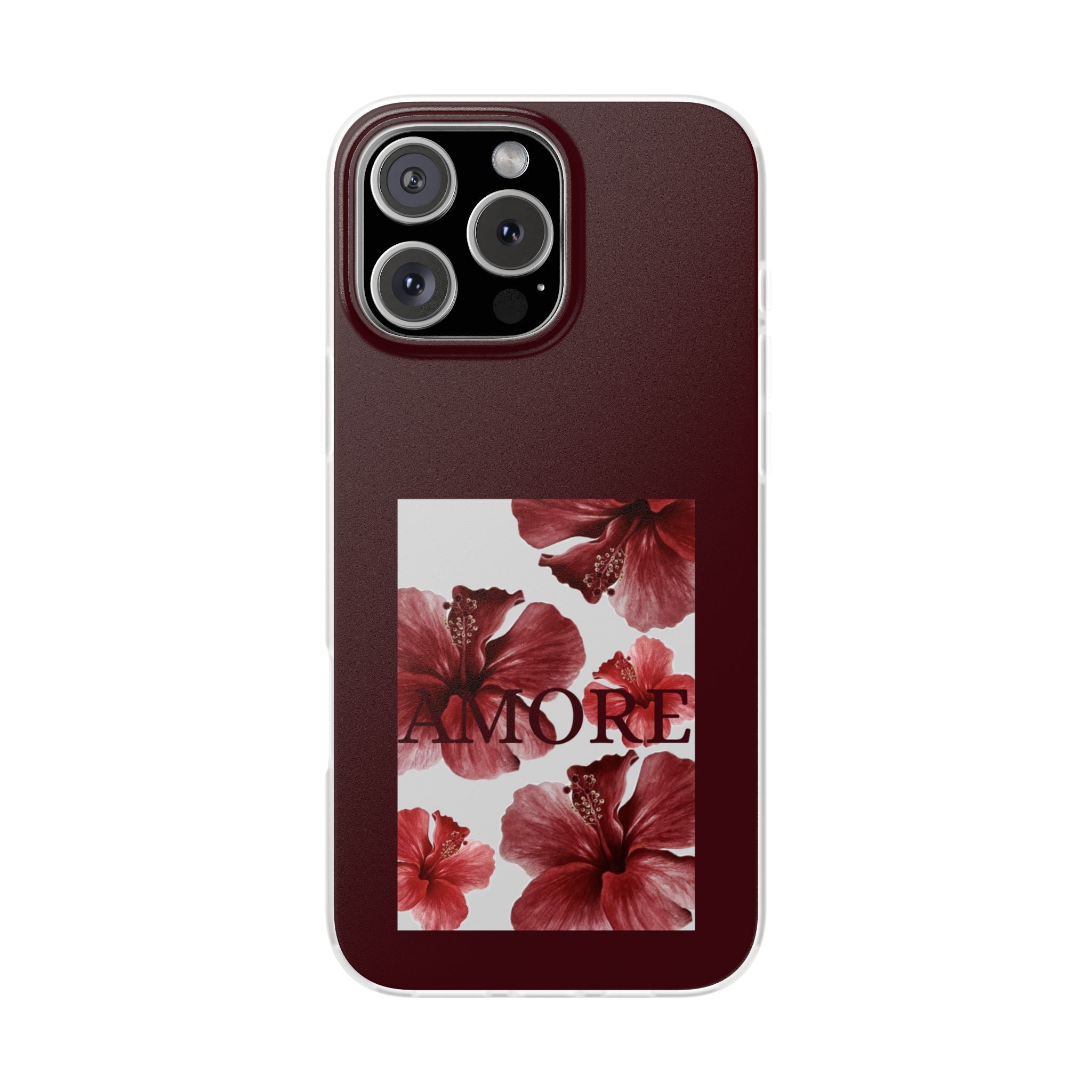 Floral Amore Phone Case — Burgundy Hibiscus Flexible Protection