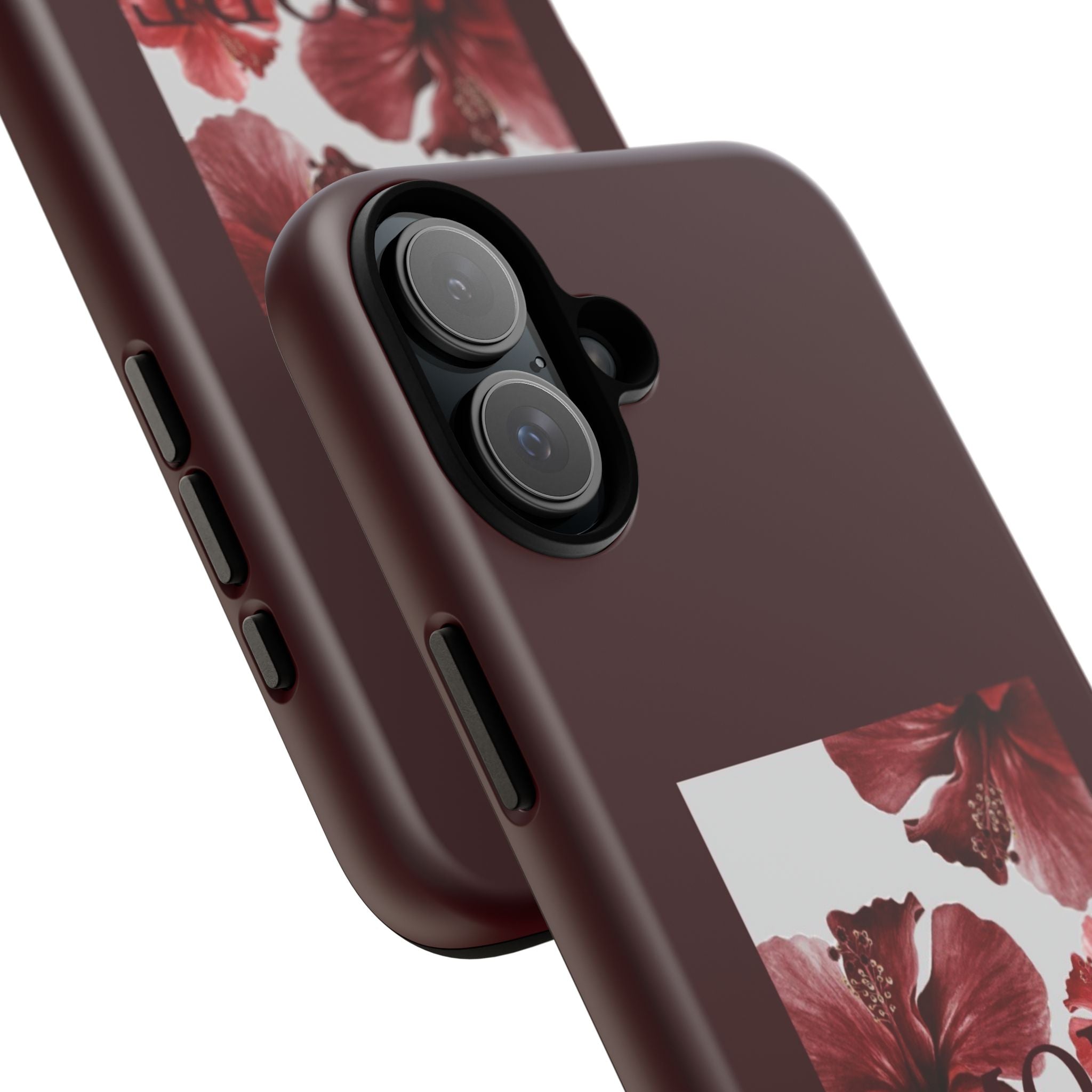 Amore Floral Phone Case — Burgundy Tough Protective Cover