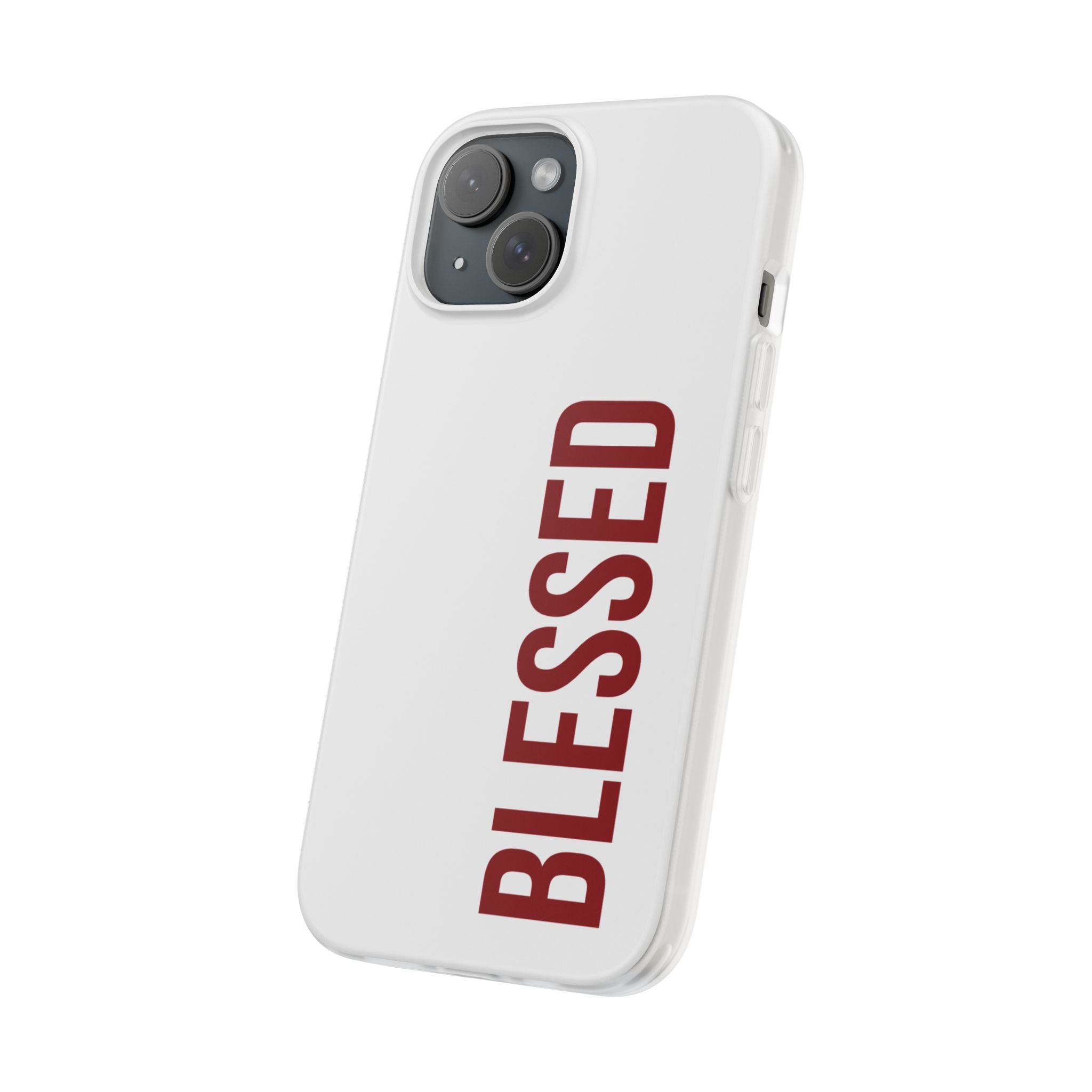 Blessed Phone Case — Vertical Red Typography Clear Flexi Case