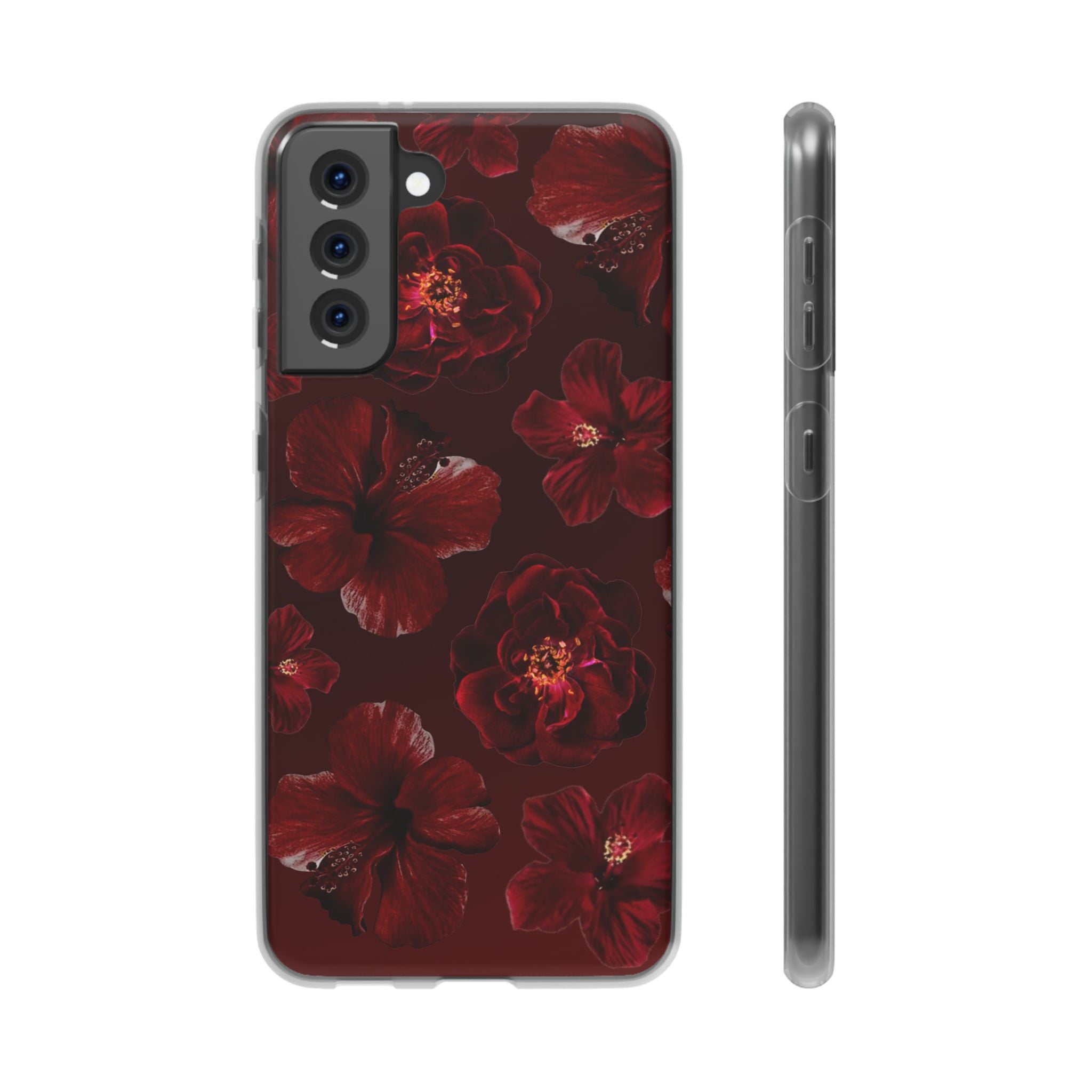 Red Floral Flexi Case — Dark Rose Phone Case