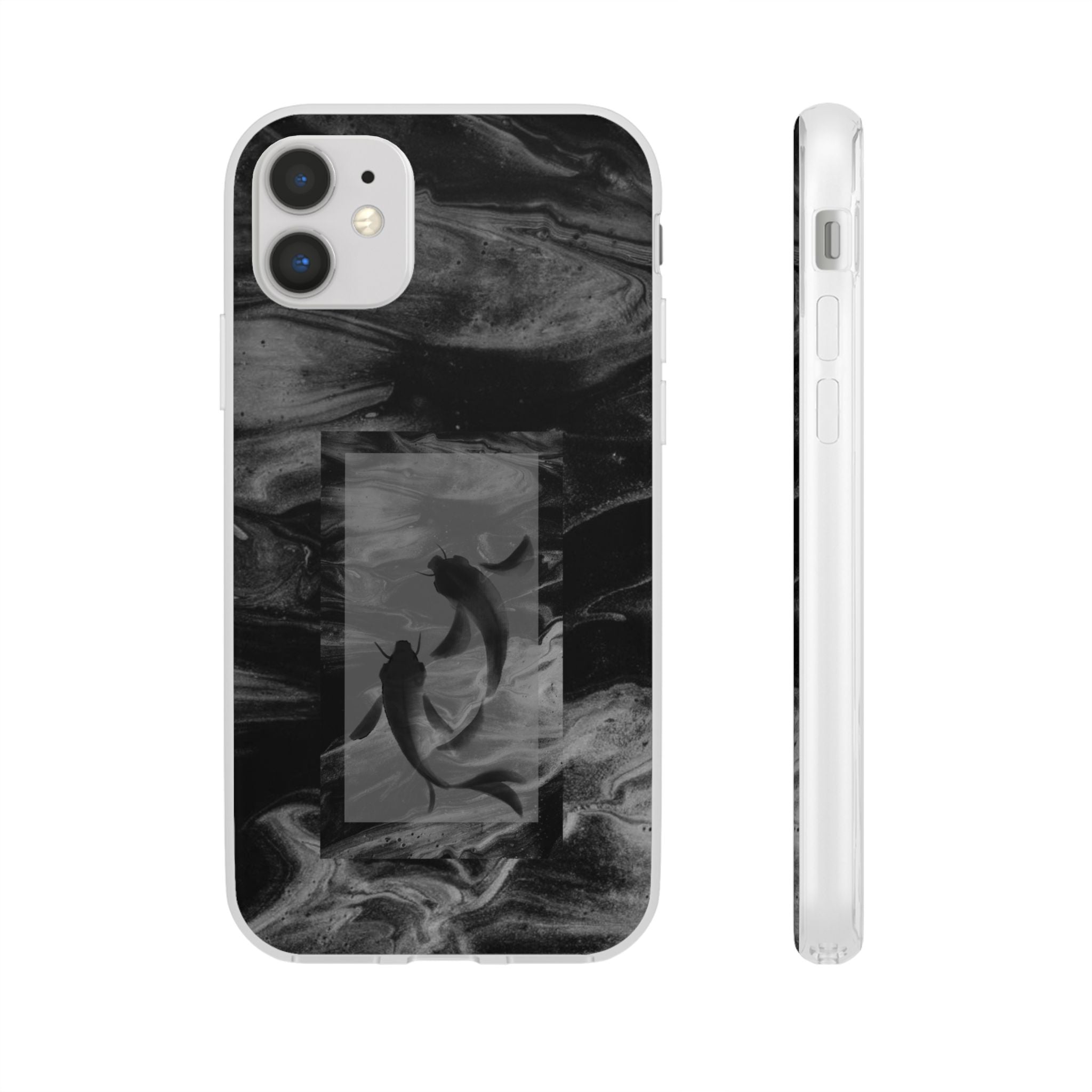 Black Koi Phone Case — Minimalist Monochrome Fish Design