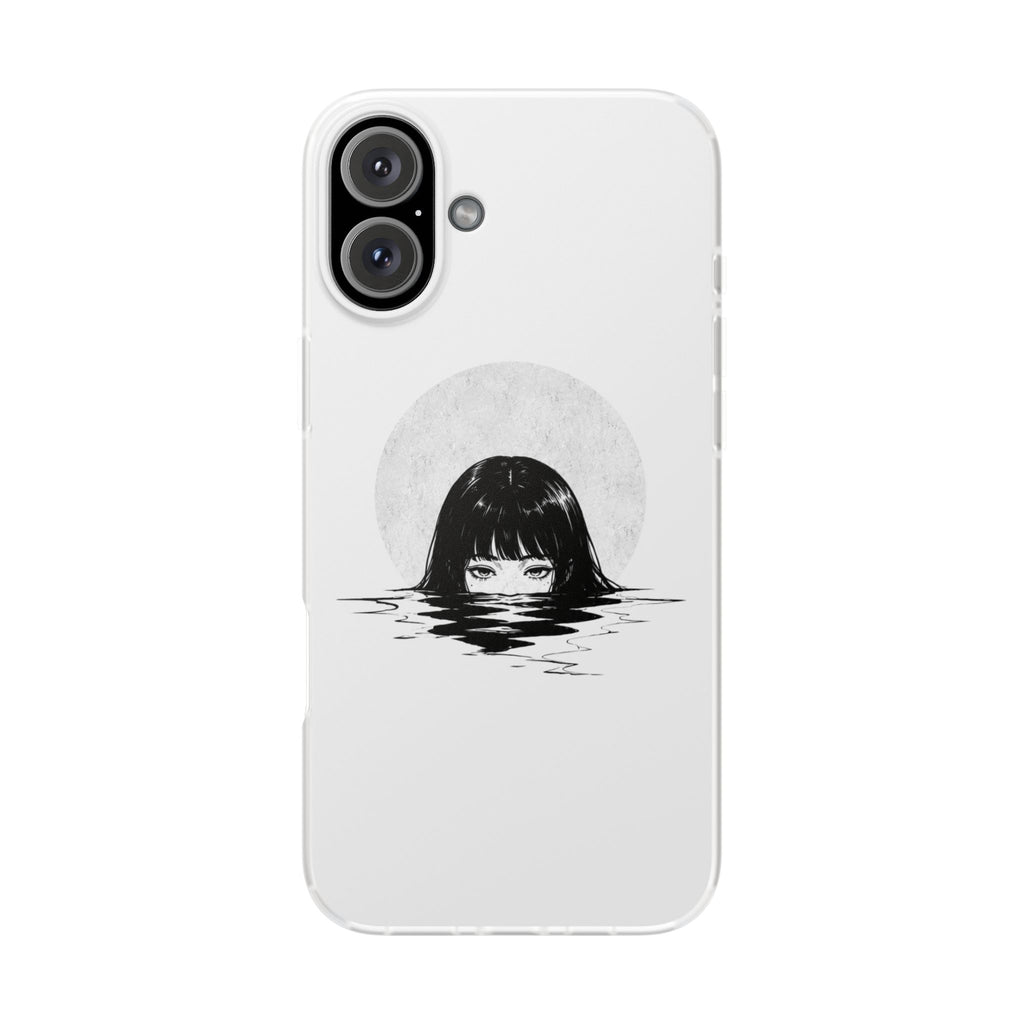 Minimalist Creepy Girl Moon Design