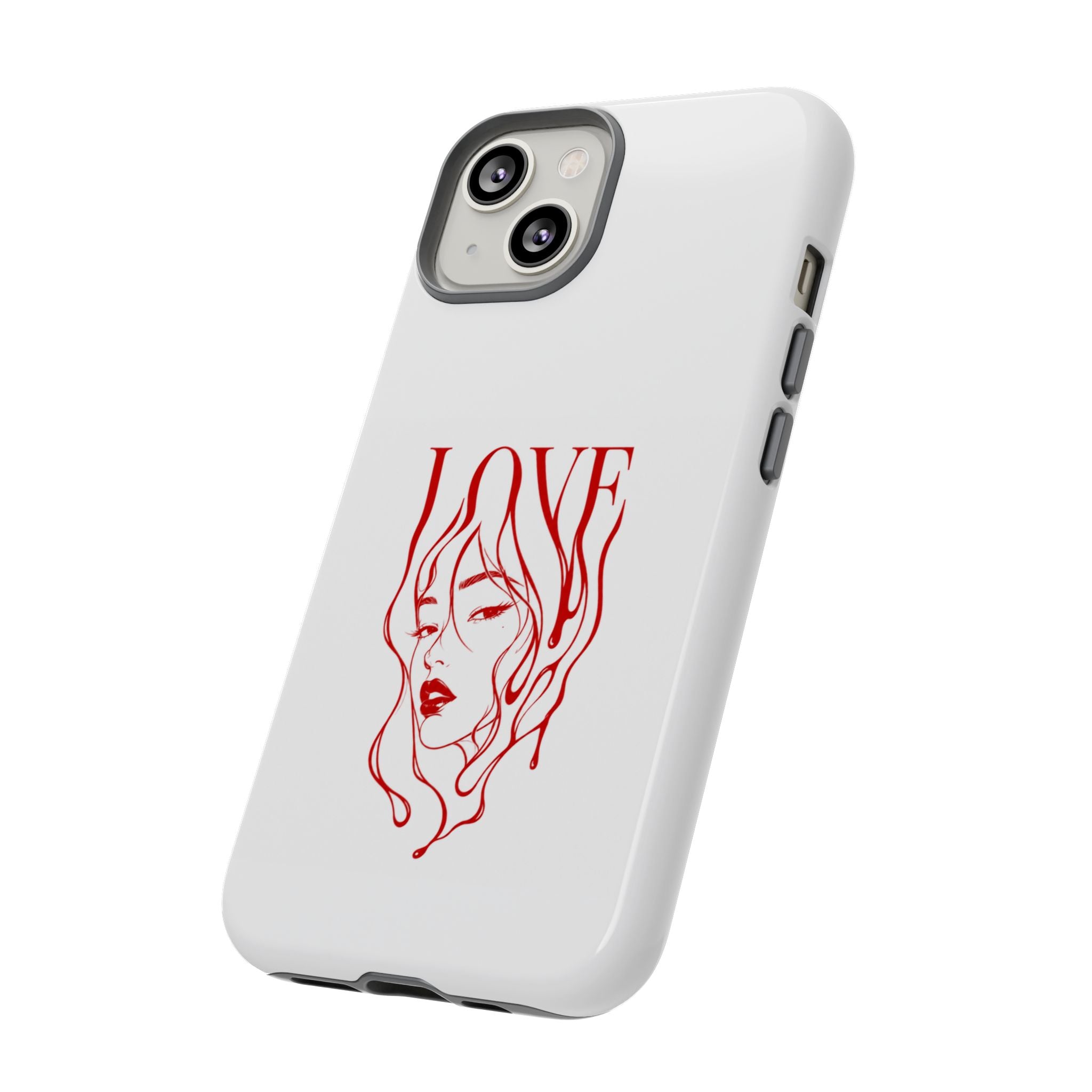 Red Line Art 'Love' Face Design - Tough Case