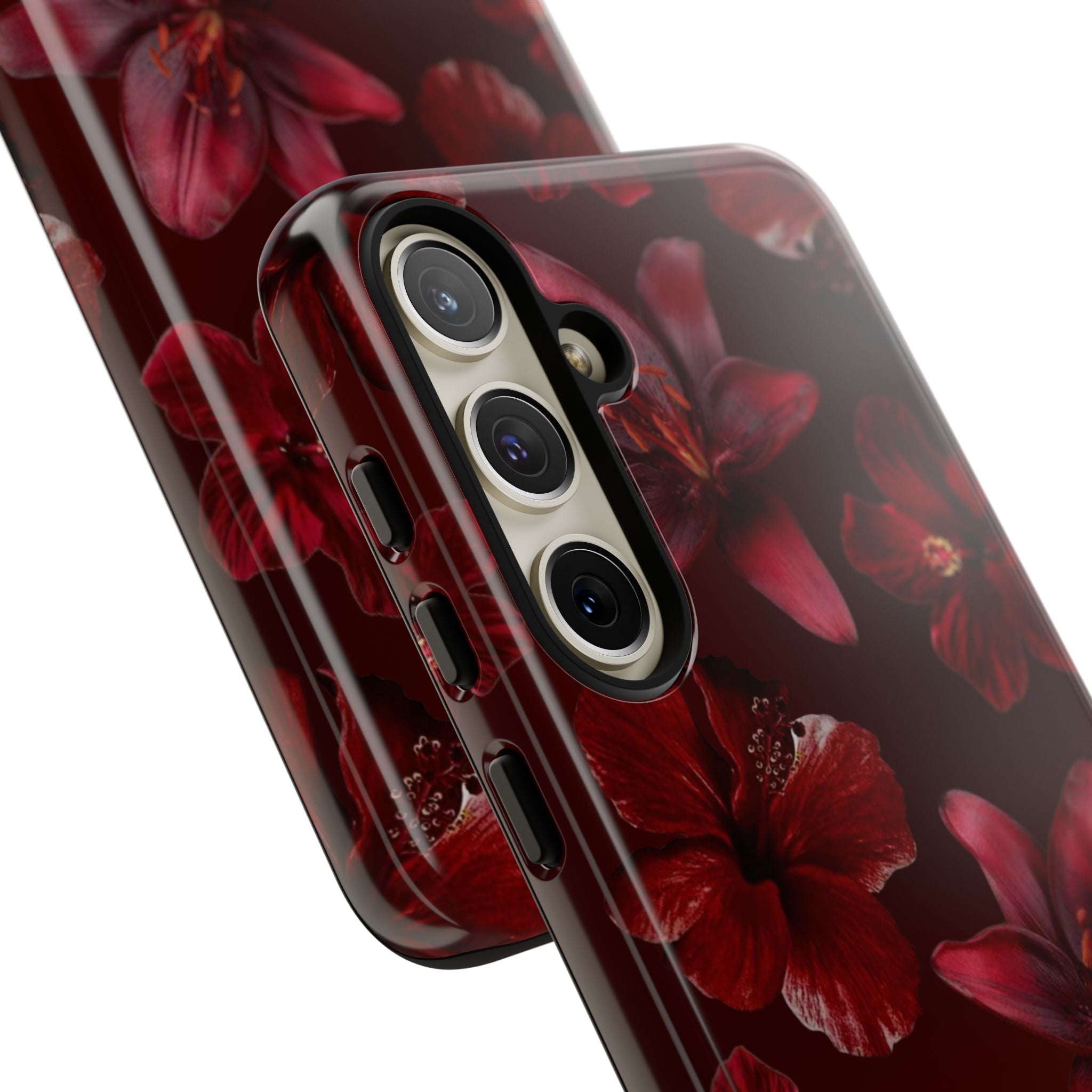 Tough Cases - Dark Red Floral Phone Case