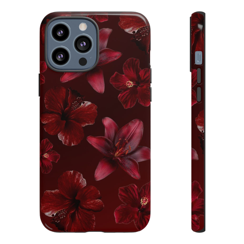 Tough Cases - Dark Red Floral Phone Case