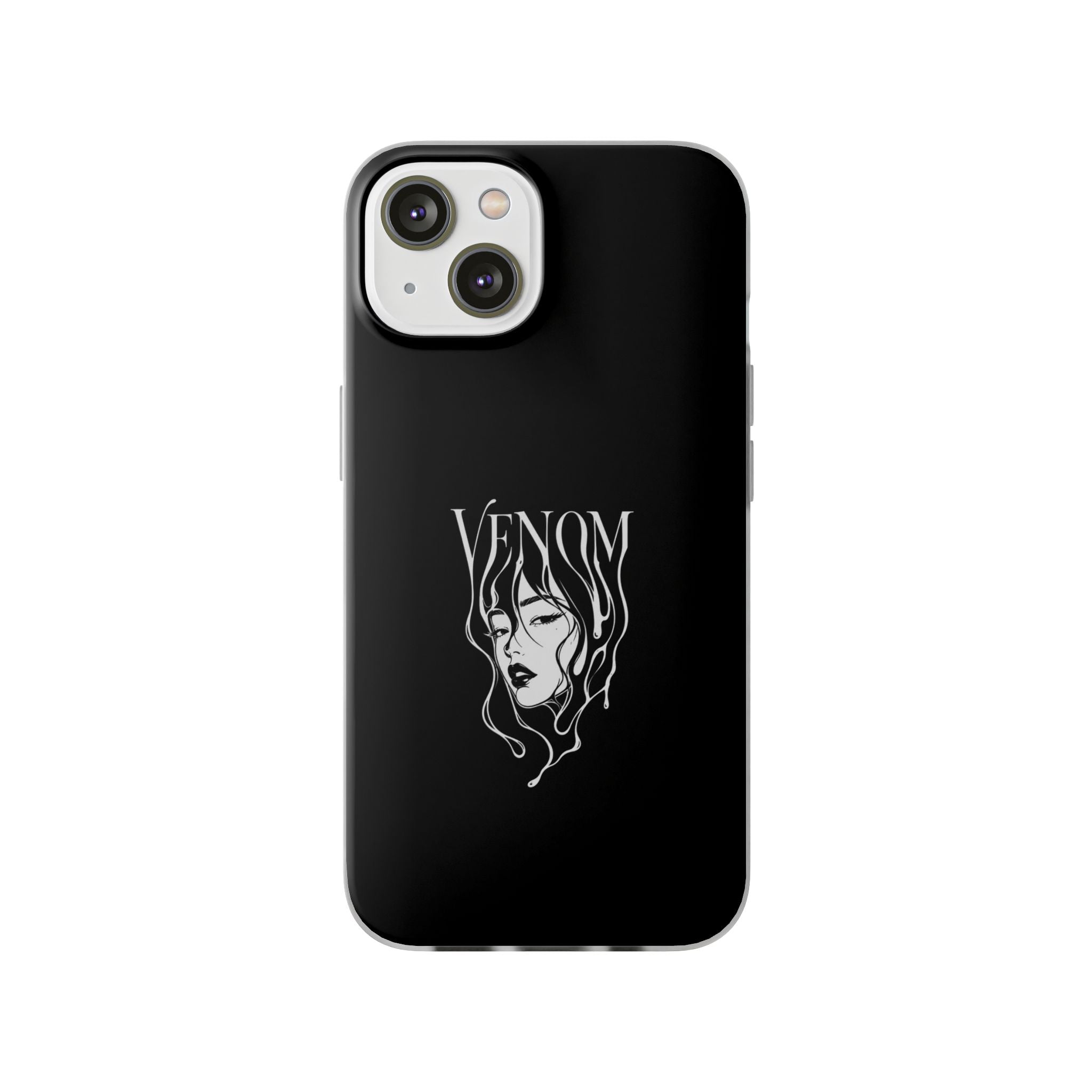 Venom Goth Phone Case — Black Protective Flexible Phone Case with Dark Femme Artwork