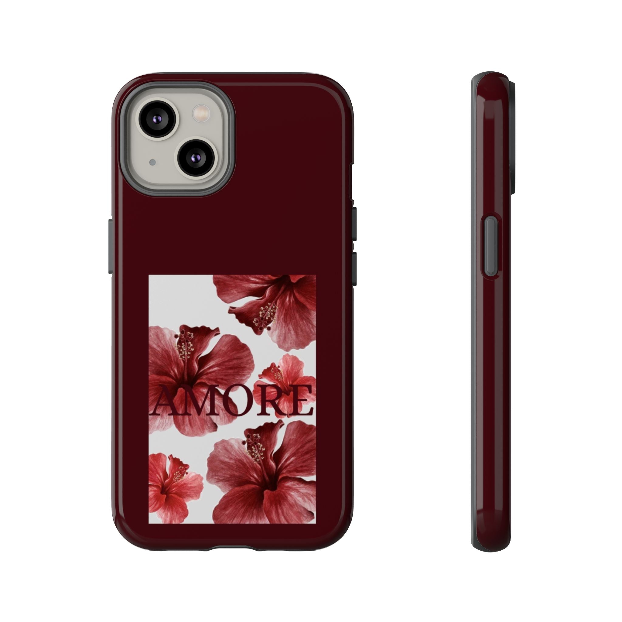 Amore Floral Phone Case — Burgundy Tough Protective Cover