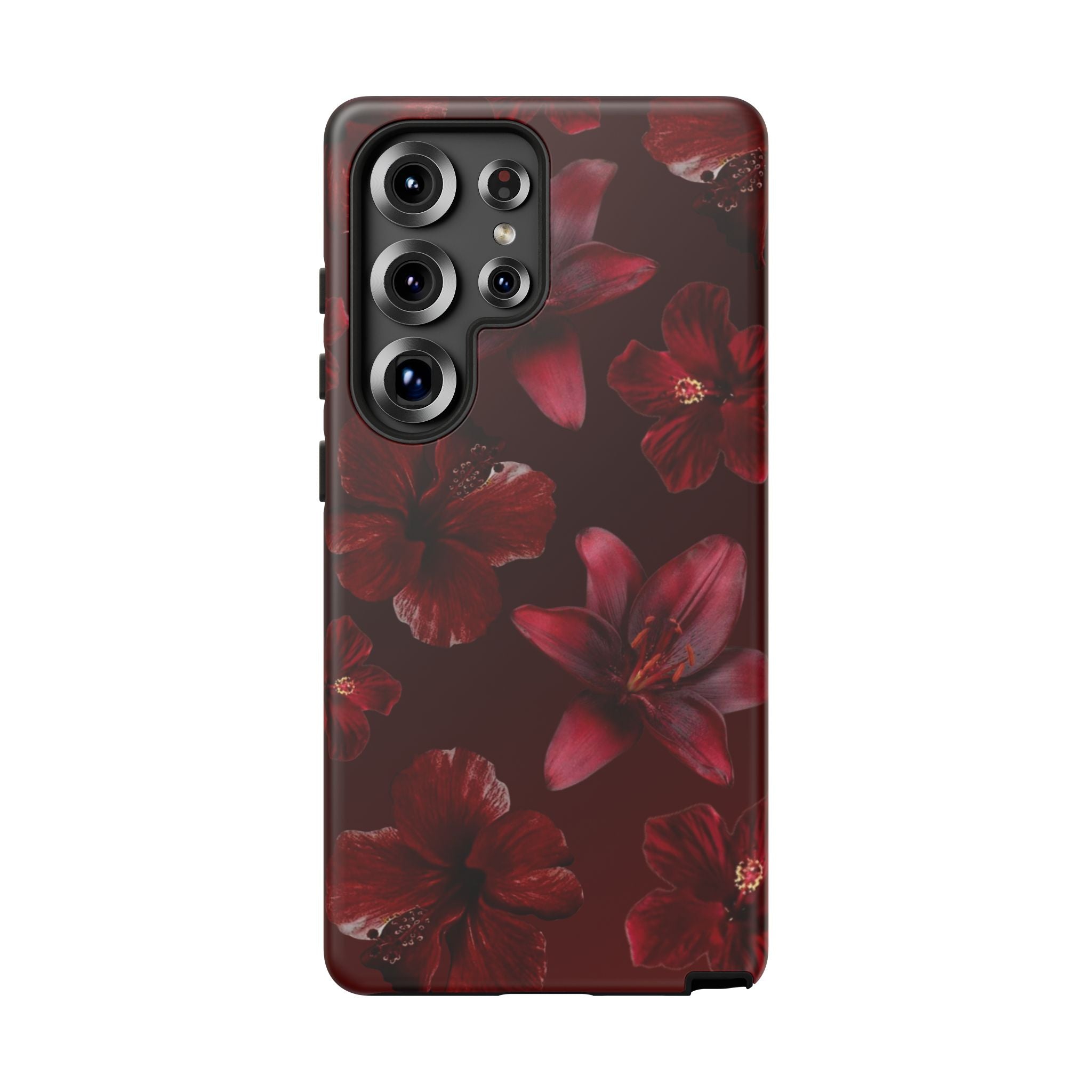 Tough Cases - Dark Red Floral Phone Case