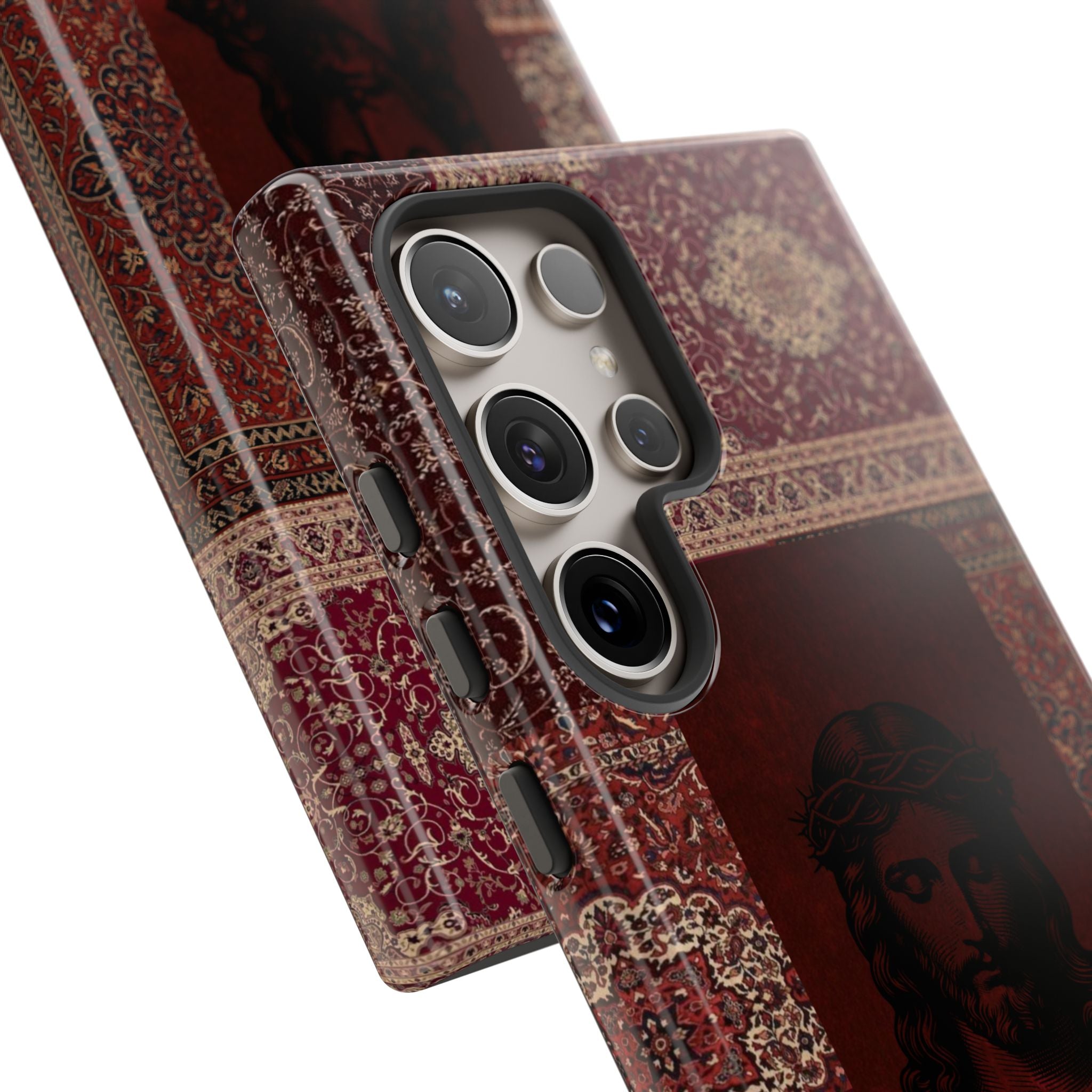 Religious Vintage Rug Phone Case — Jesus Portrait Tough Case