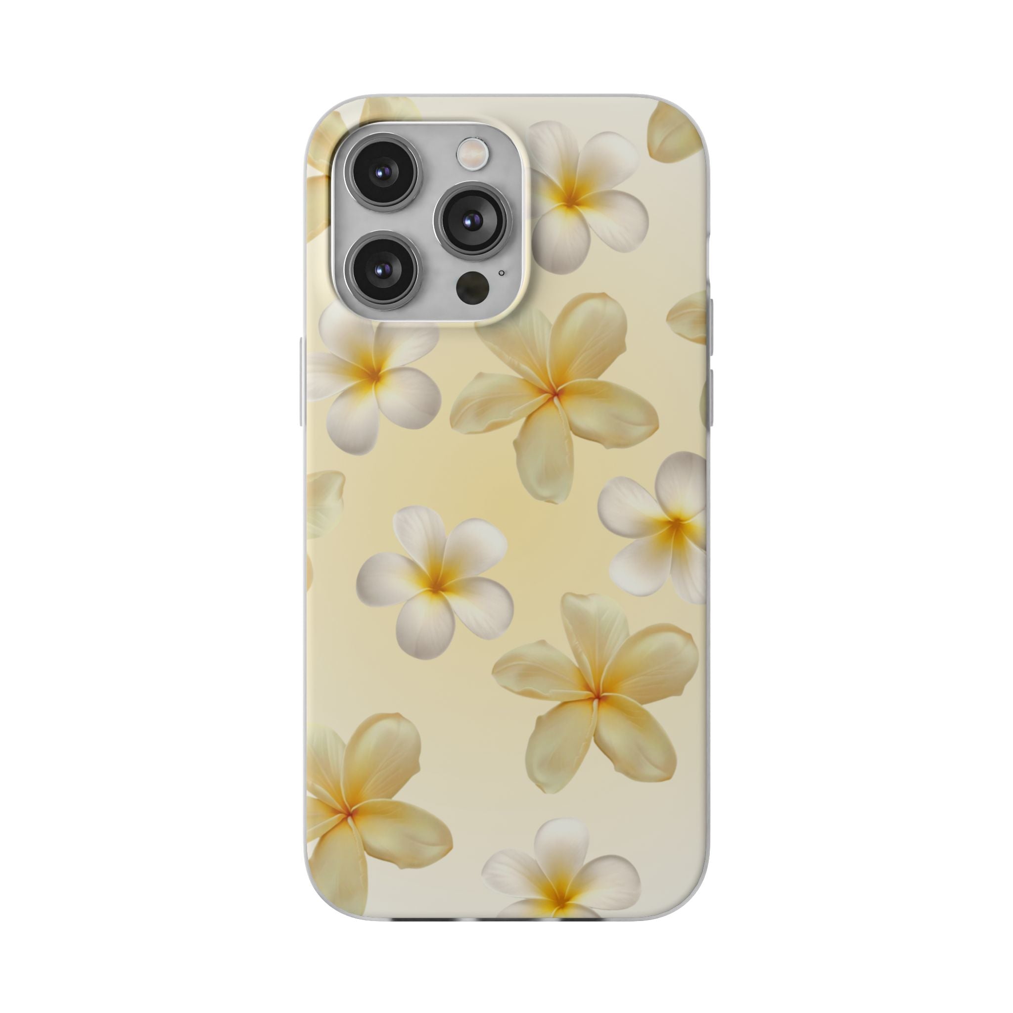 Plumeria Floral Flexi Phone Case — Tropical Yellow Flower Protective Cover