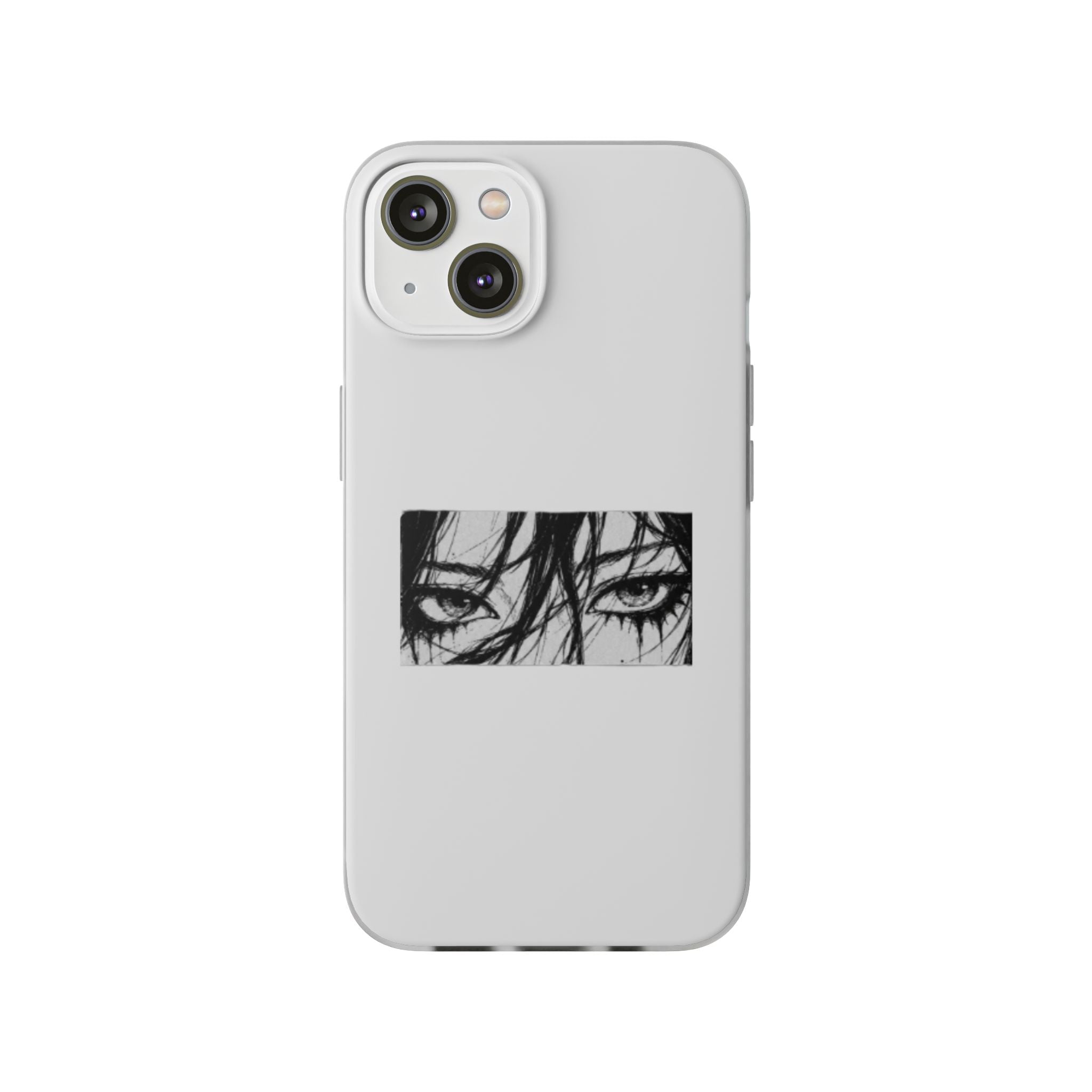 Anime Eyes Illustration Phone Case - Moody Black & White Flexi Case