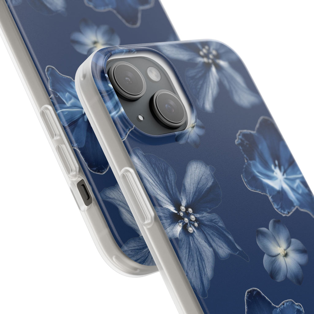 Floral Blue Phone Case — Navy Watercolor Blossom Flexi Case